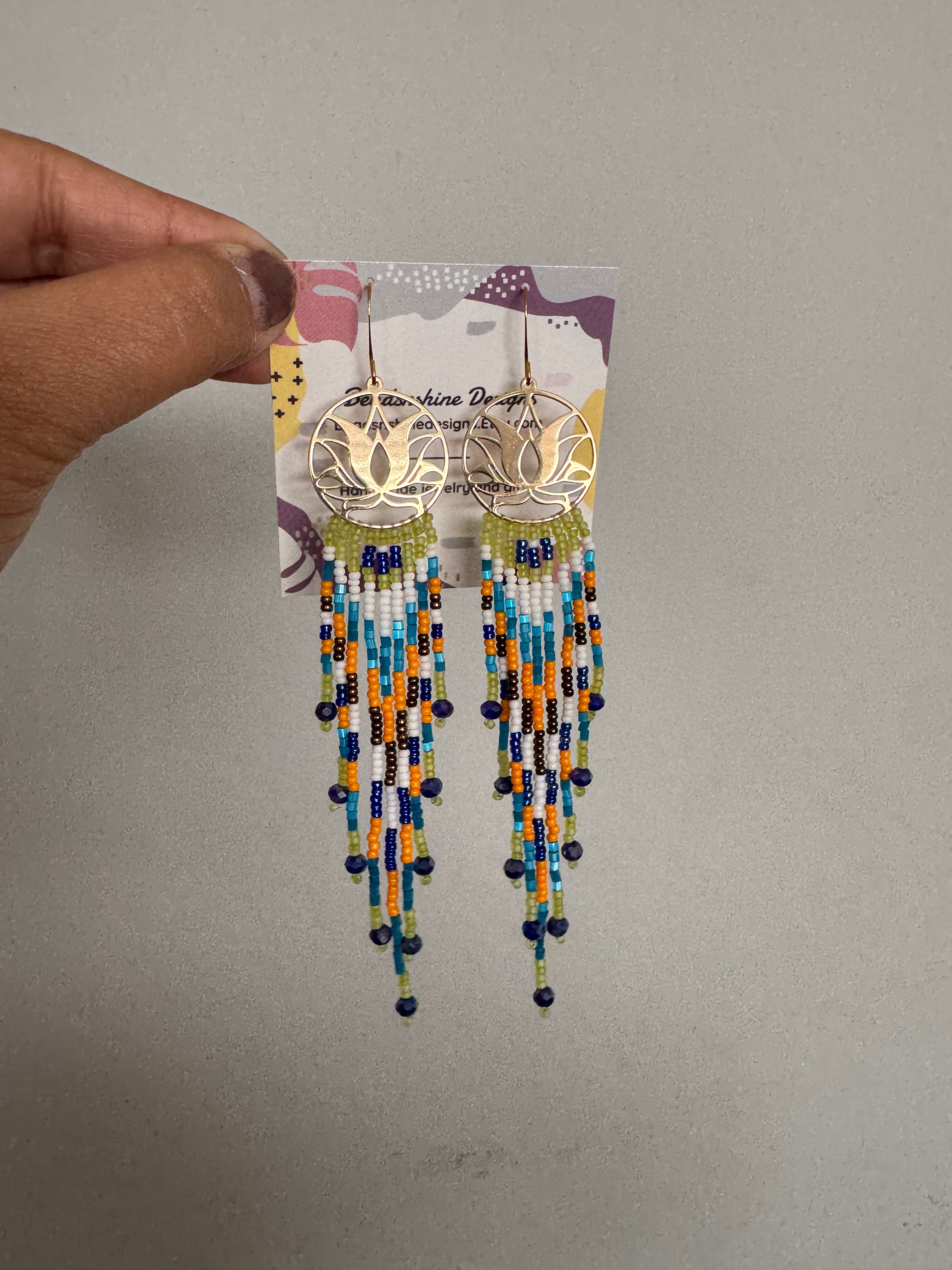 Handmade fringe beaded earrings,boho earrings, seed bead earrings, gift for women