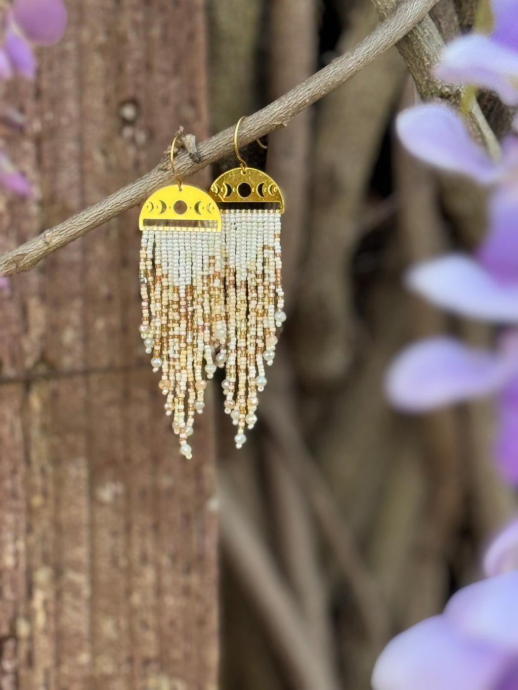 Handmade Statement beaded earrings, medium length earrings, boho earrings, seed bead earrings, gift for women