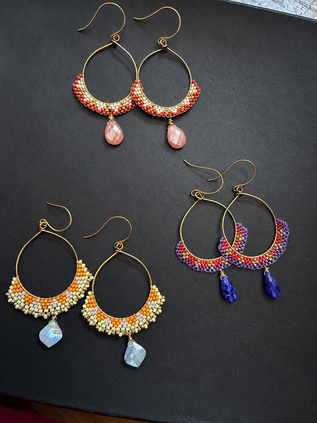 Colorido Statement beaded earrings, handmade boho earrings, seed bead earrings, bead weave earrings, lead and nickel free