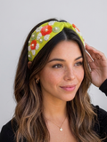 Floral Beaded Knot Headband, Handmade Knot Headband, Wide Knot Headband, Embellished Knot Headband,