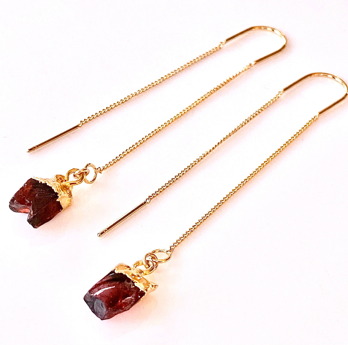 Amethyst Ear Threaders Earrings | 925 Sterling Silver raw nugget Earrings