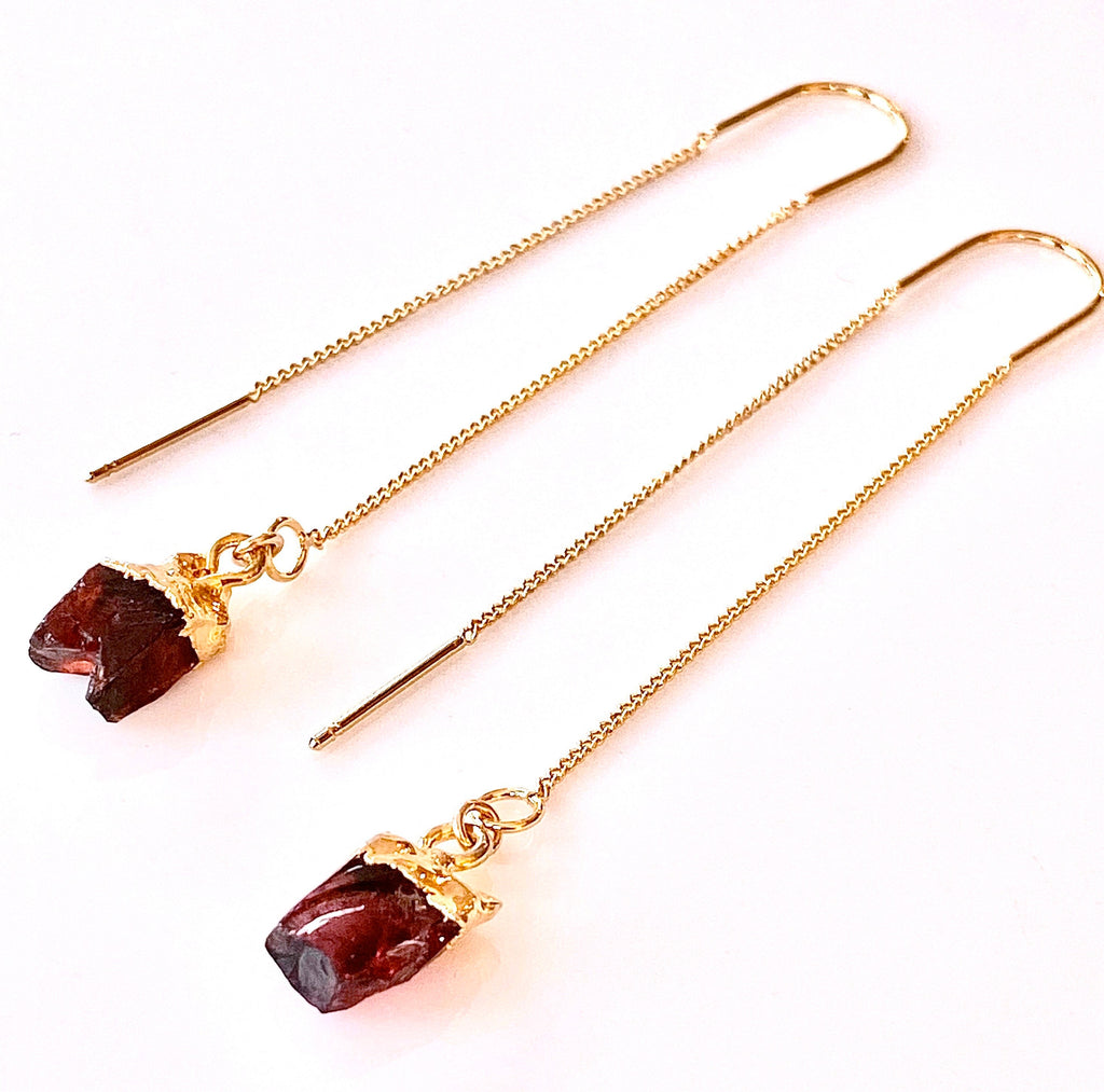 Gold threader earrings, raw natural citrine earrings,dainty and minimalist,sterling silver 925 , gifts for her, November birthstone