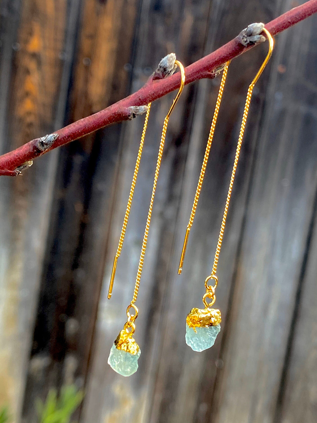 Amethyst Ear Threaders Earrings | 925 Sterling Silver raw nugget Earrings