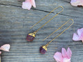 Gold threader earrings, raw natural ruby earrings,dainty and minimalist,sterling silver 925 , gifts for her, july birthstone