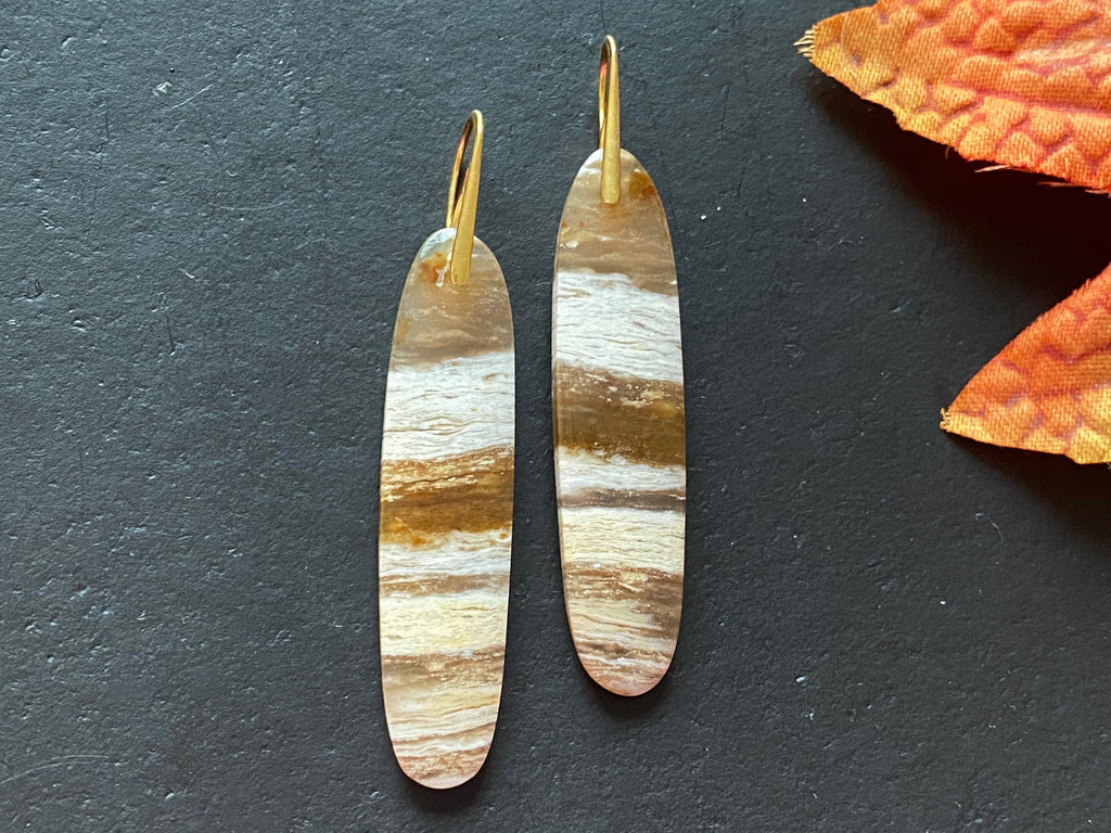 Honey jasper earrings, Jasper earrings, natural stone Earrings, statement earring, Sterling silver ear wires
