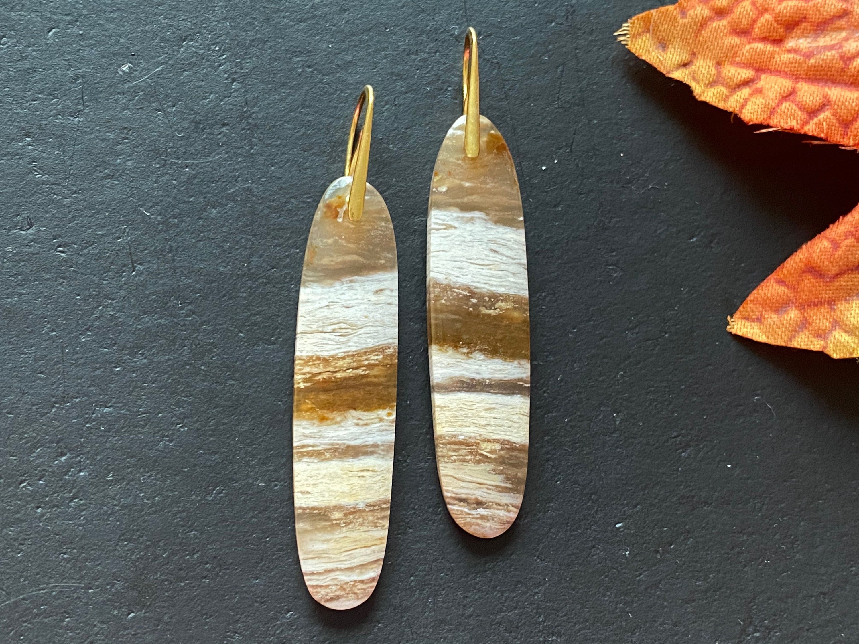 Honey jasper earrings, Jasper earrings, natural stone Earrings, statement earring, Sterling silver ear wires