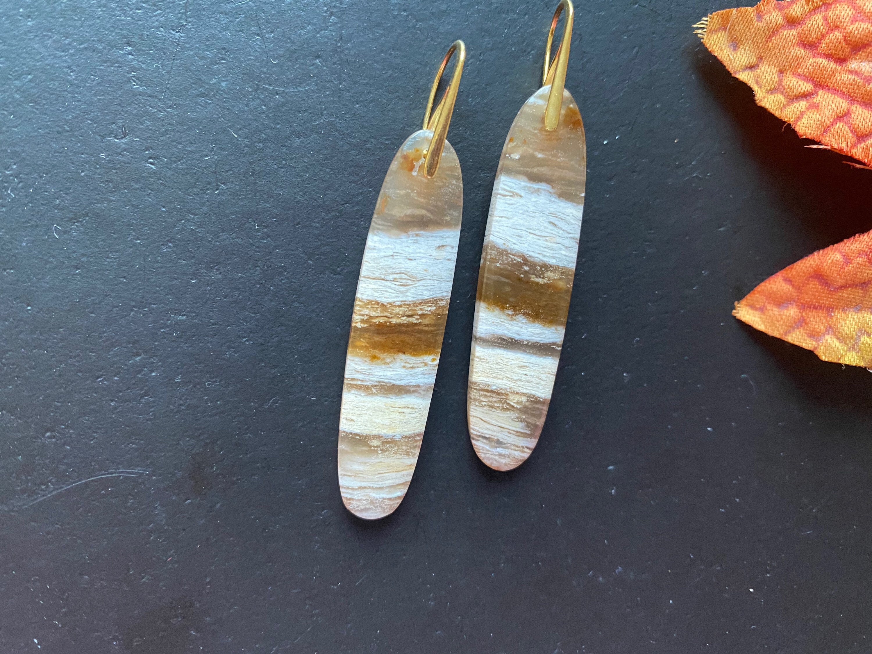 Honey jasper earrings, Jasper earrings, natural stone Earrings, statement earring, Sterling silver ear wires