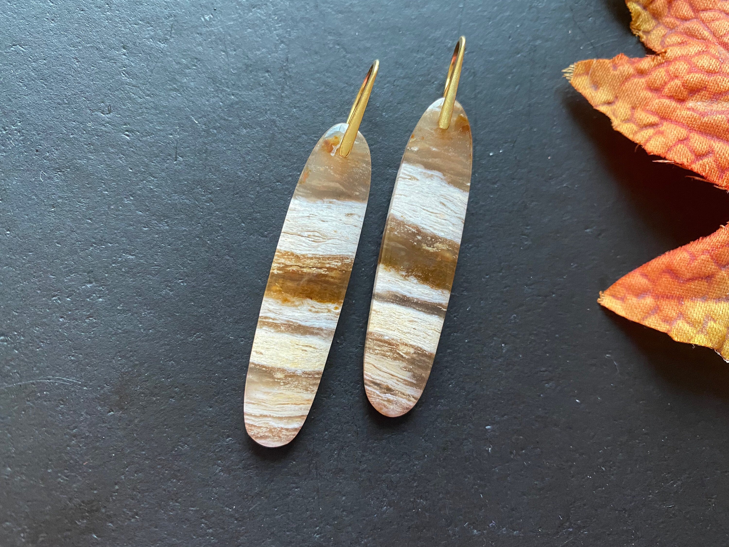 Honey jasper earrings, Jasper earrings, natural stone Earrings, statement earring, Sterling silver ear wires
