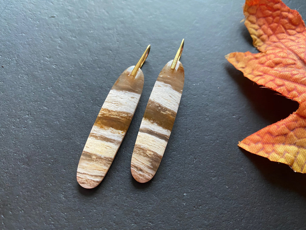 Honey jasper earrings, Jasper earrings, natural stone Earrings, statement earring, Sterling silver ear wires