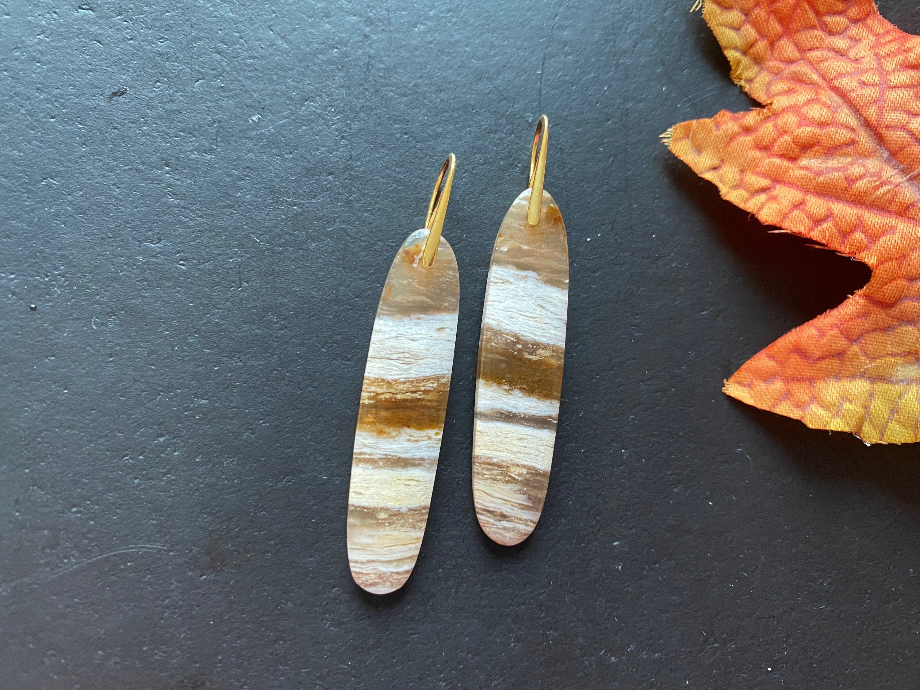 Honey jasper earrings, Jasper earrings, natural stone Earrings, statement earring, Sterling silver ear wires