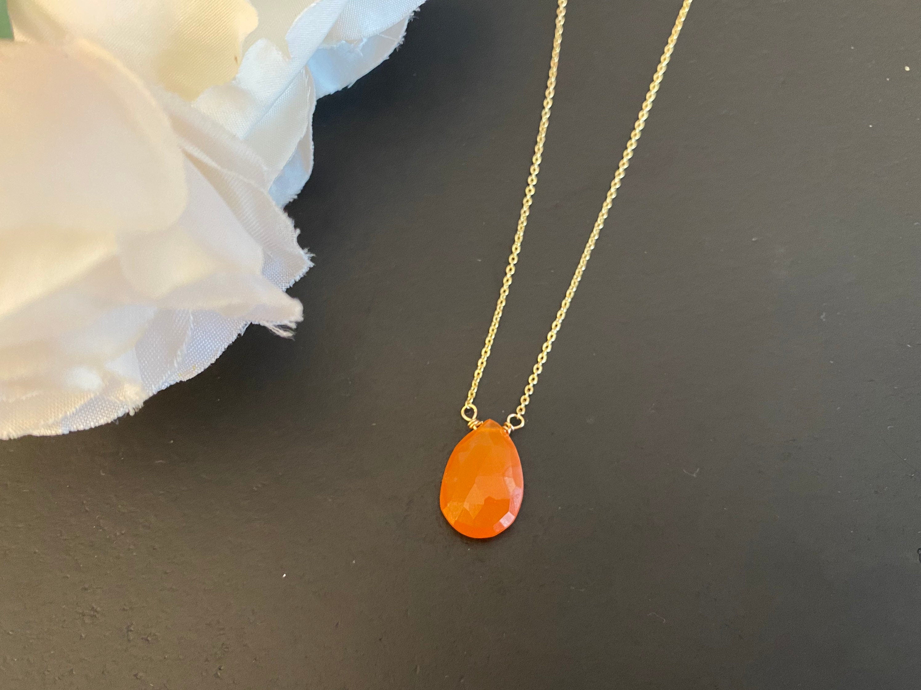 Carnelian pendant , gifts for her, layering necklace, 14k gold chain, anti tarnish chain, july birthstone
