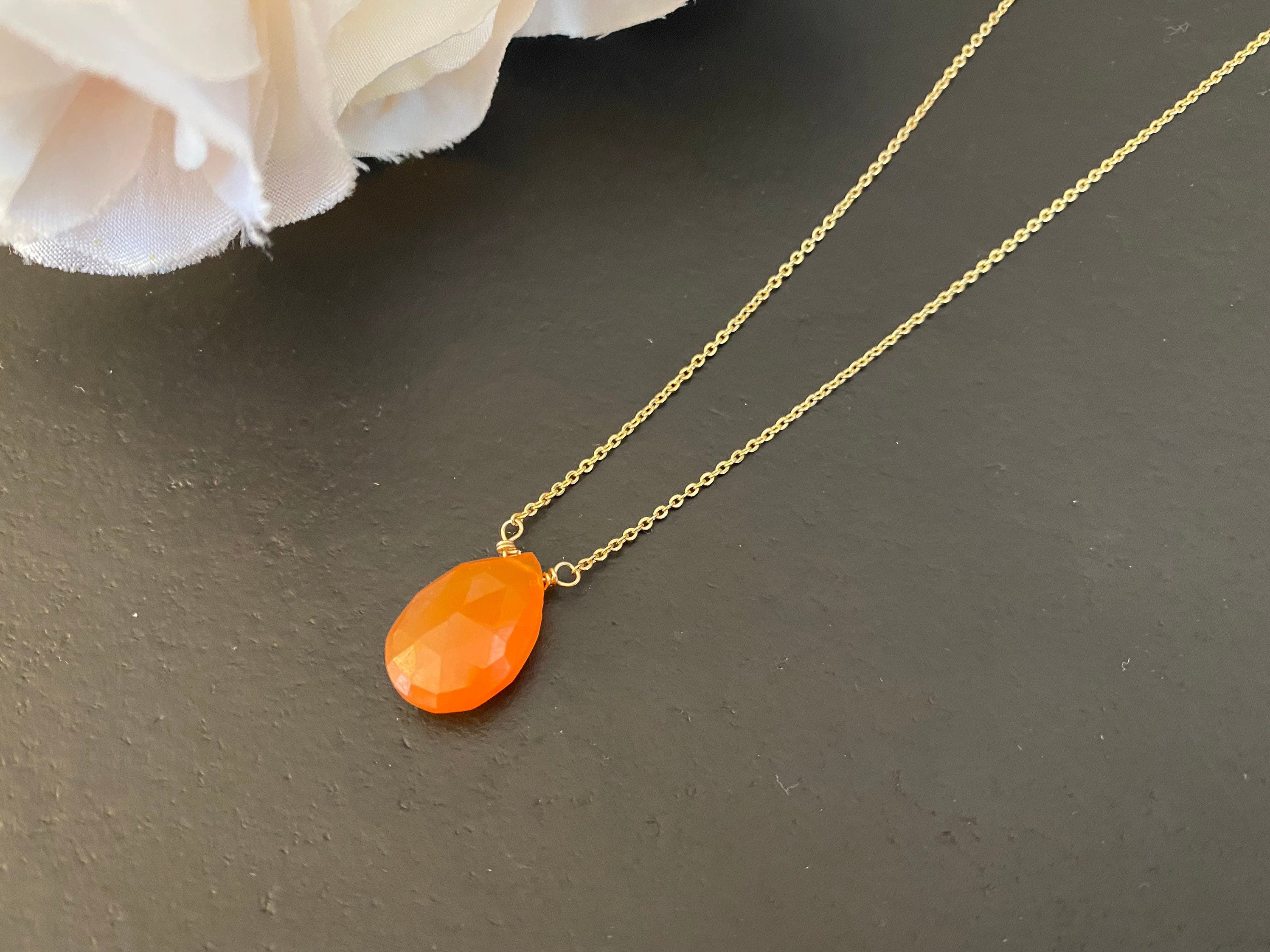 Carnelian pendant , gifts for her, layering necklace, 14k gold chain, anti tarnish chain, july birthstone