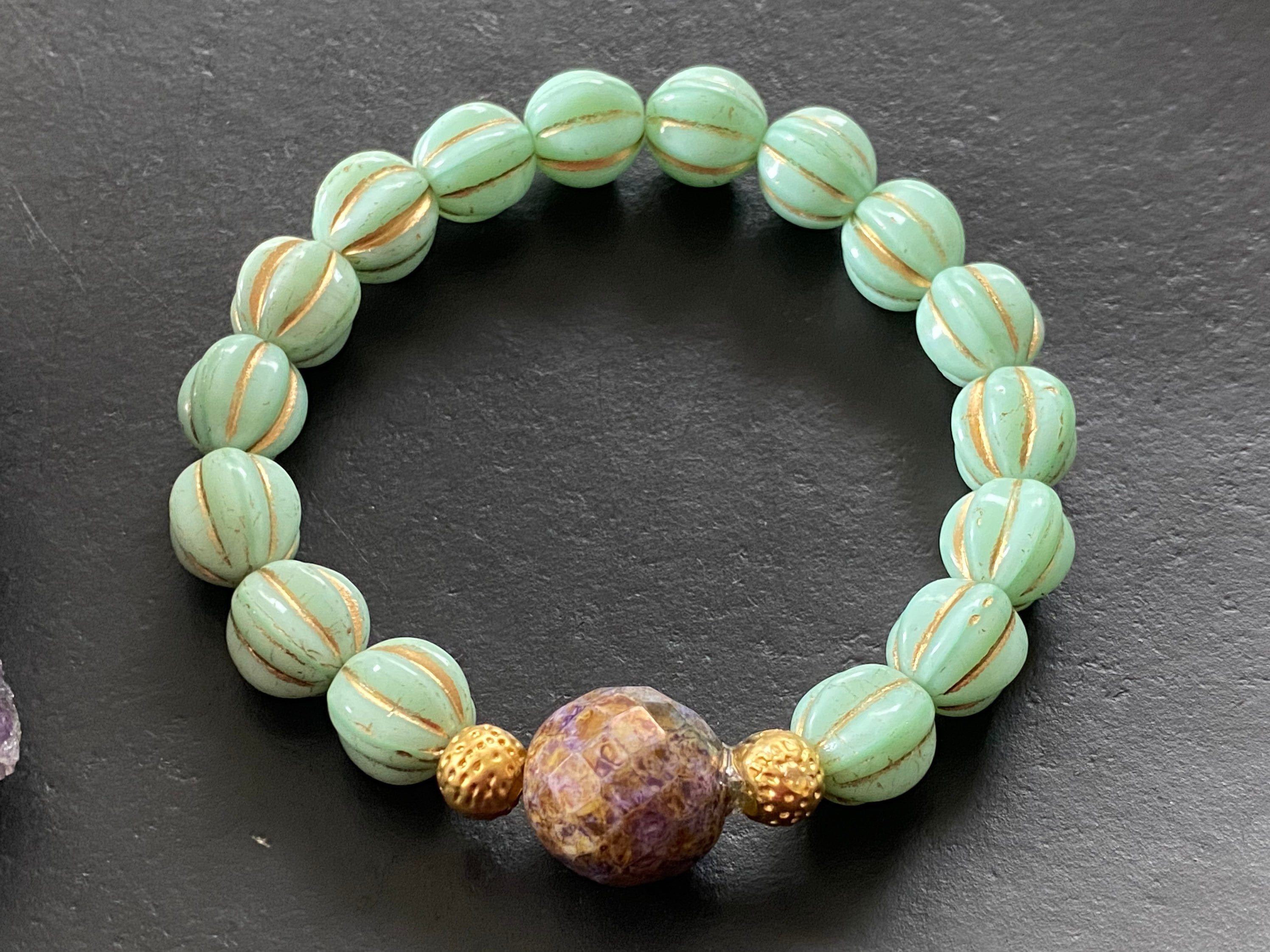 Statement bracelet, boho bracelet, beaded bracelet, czech glass beads bracelet