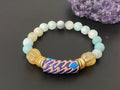 Statement bracelet, boho bracelet, Amazonite bracelet , beaded bracelet, african glass focal