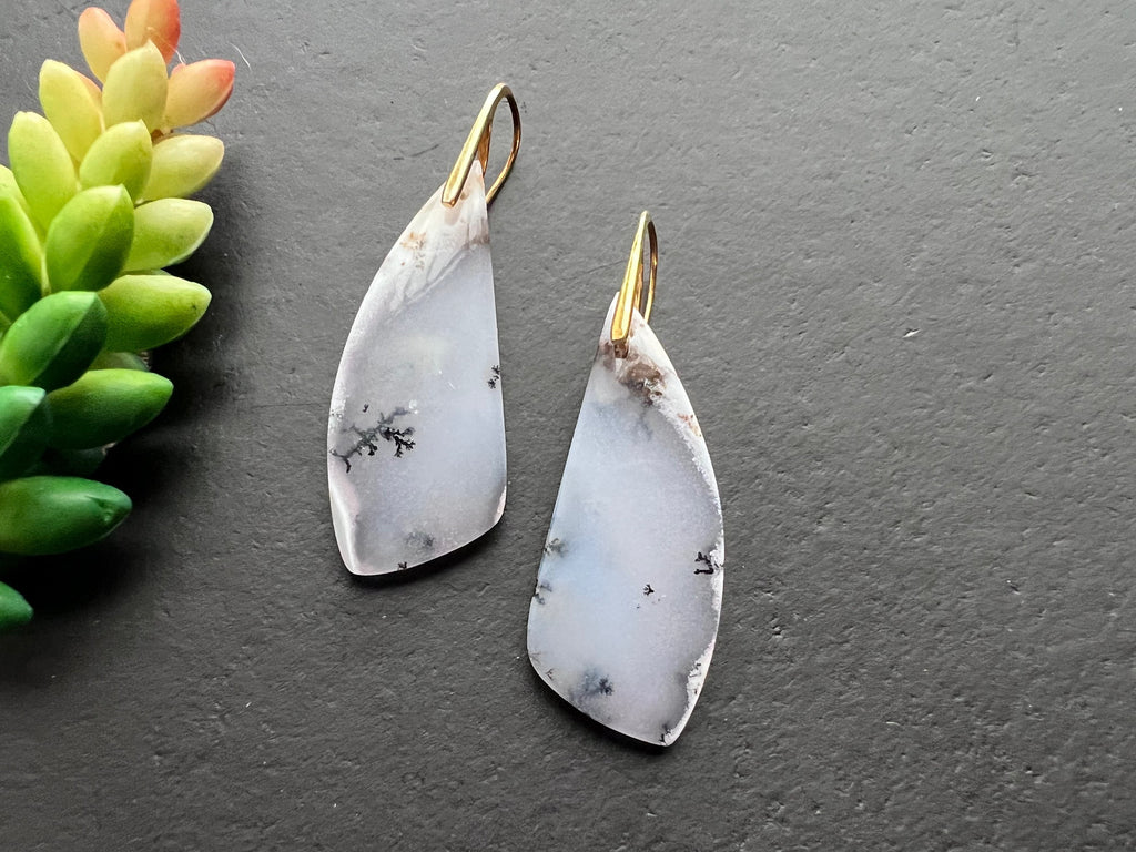White opal earrings ,Statement earrings, natural stone earrings, 14k gold fill ear wires