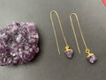 Amethyst Ear Threaders Earrings | 925 Sterling Silver raw nugget Earrings