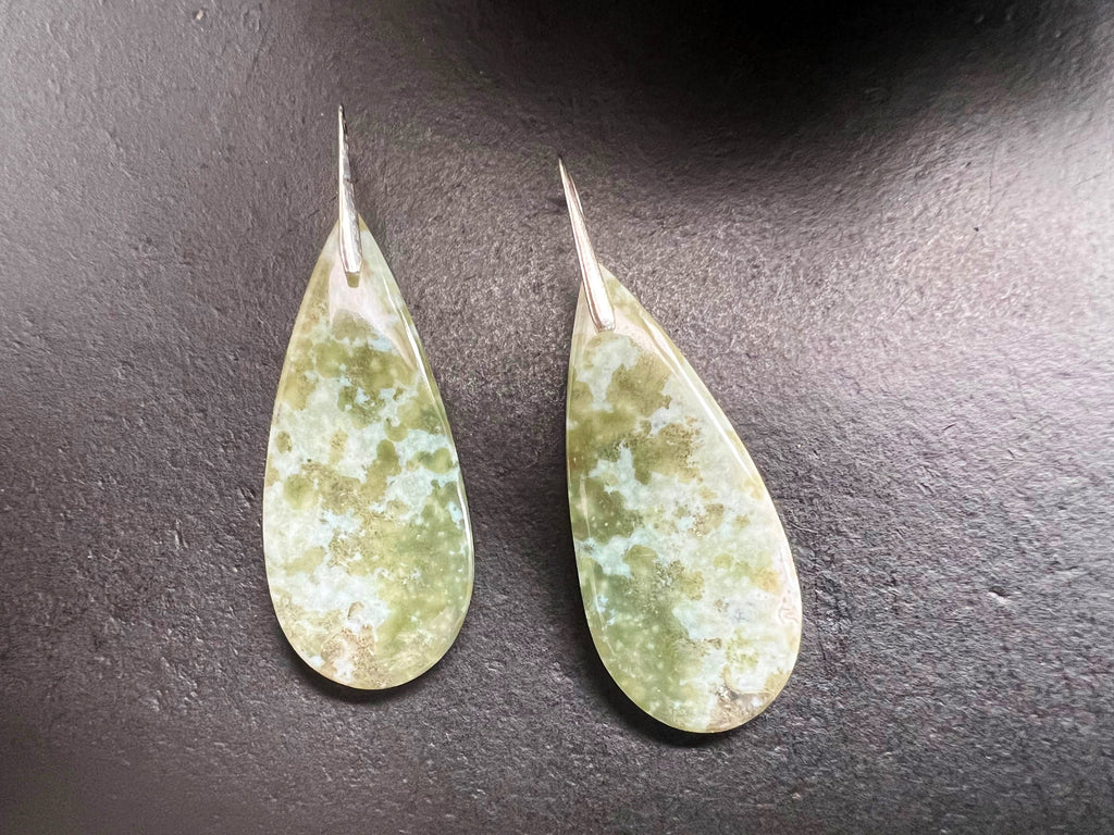 Moss agate earrings / 925 sterling silver French ear wire /natural stone jewelry/ agate earrings gifts for women