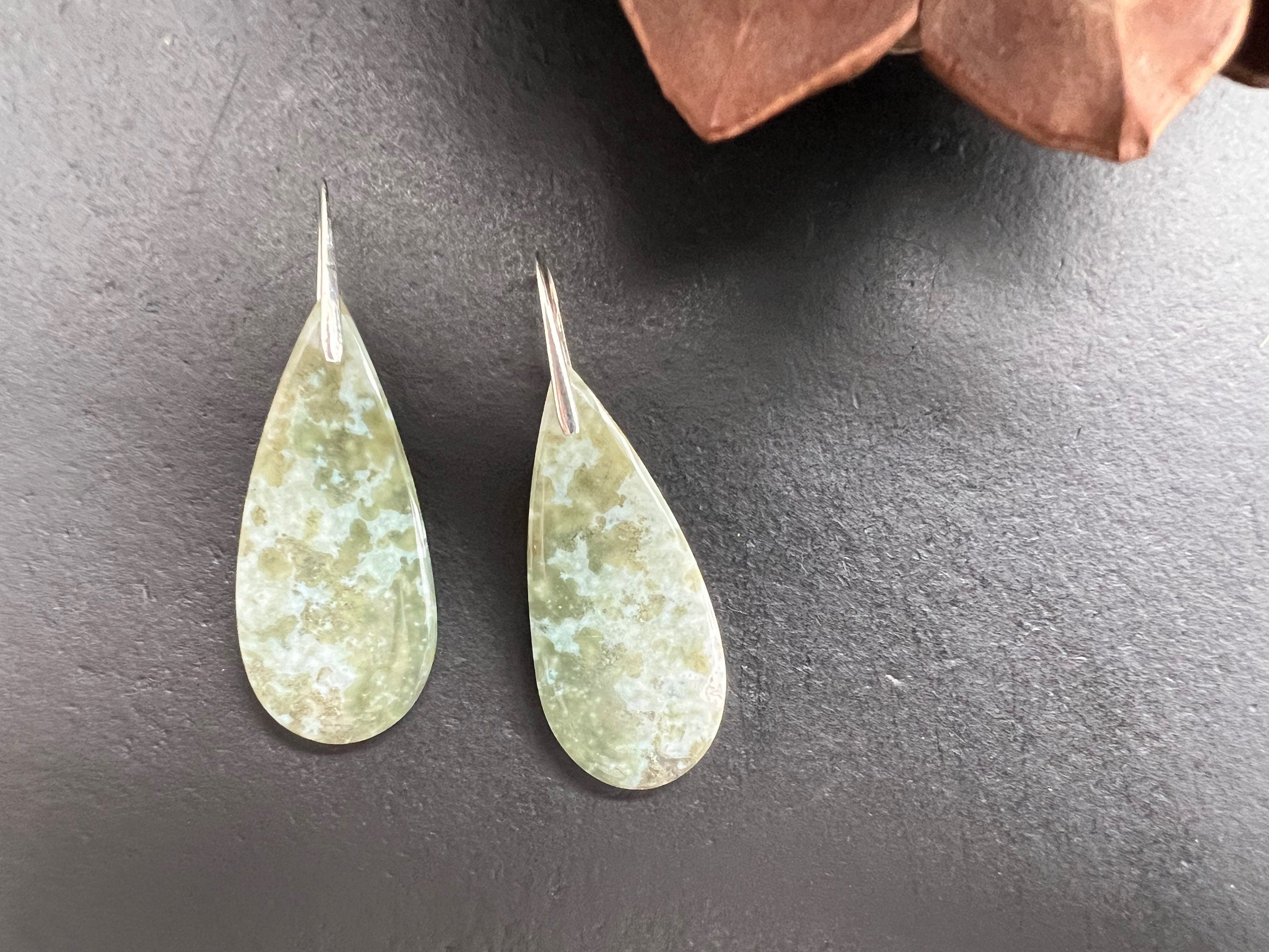 Moss agate earrings / 925 sterling silver French ear wire /natural stone jewelry/ agate earrings gifts for women