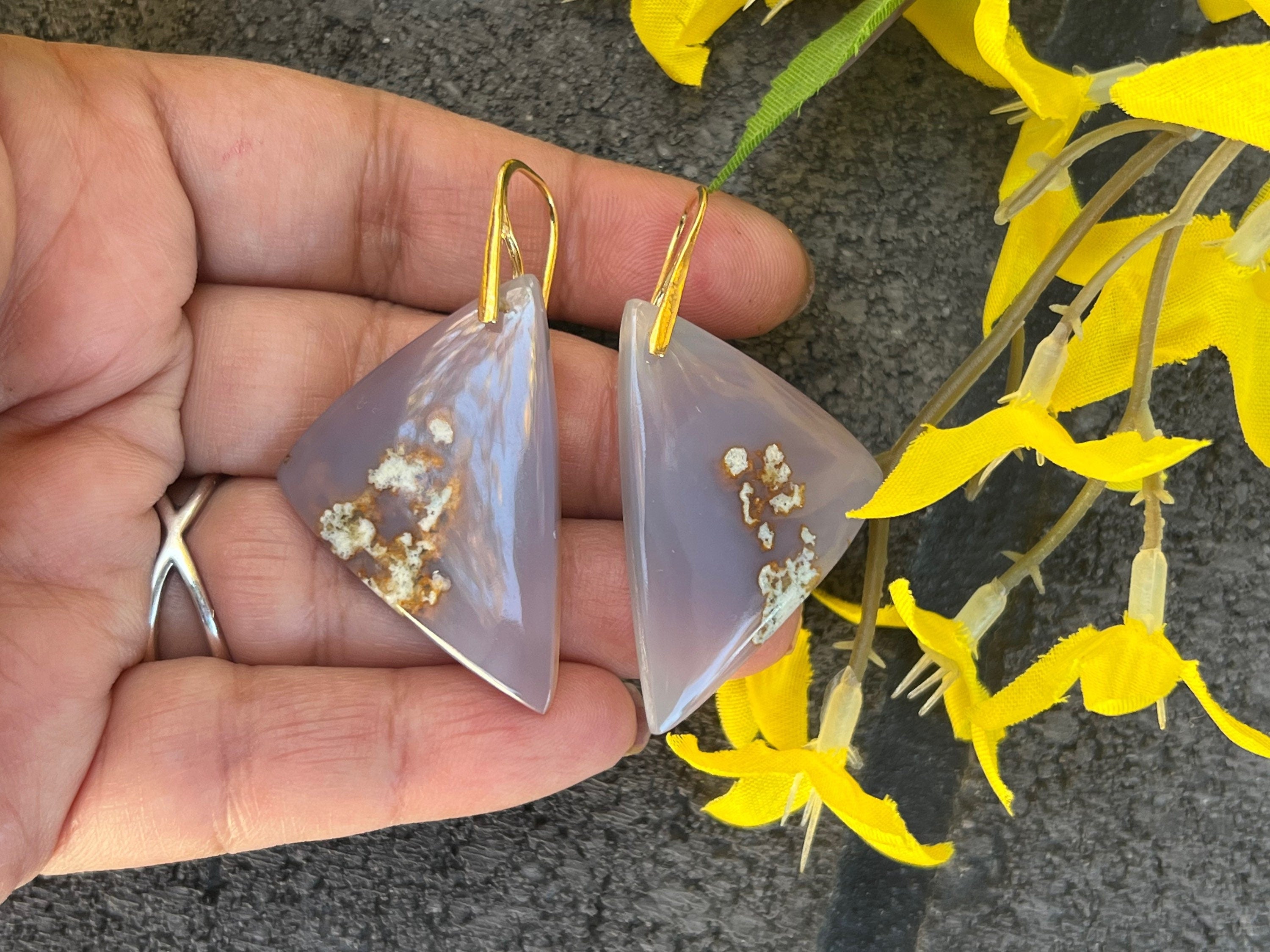 Purple Moss agate earrings , 925 sterling silver French ear wire, natural stone jewelry, agate earrings, gifts for women, Christmas gift