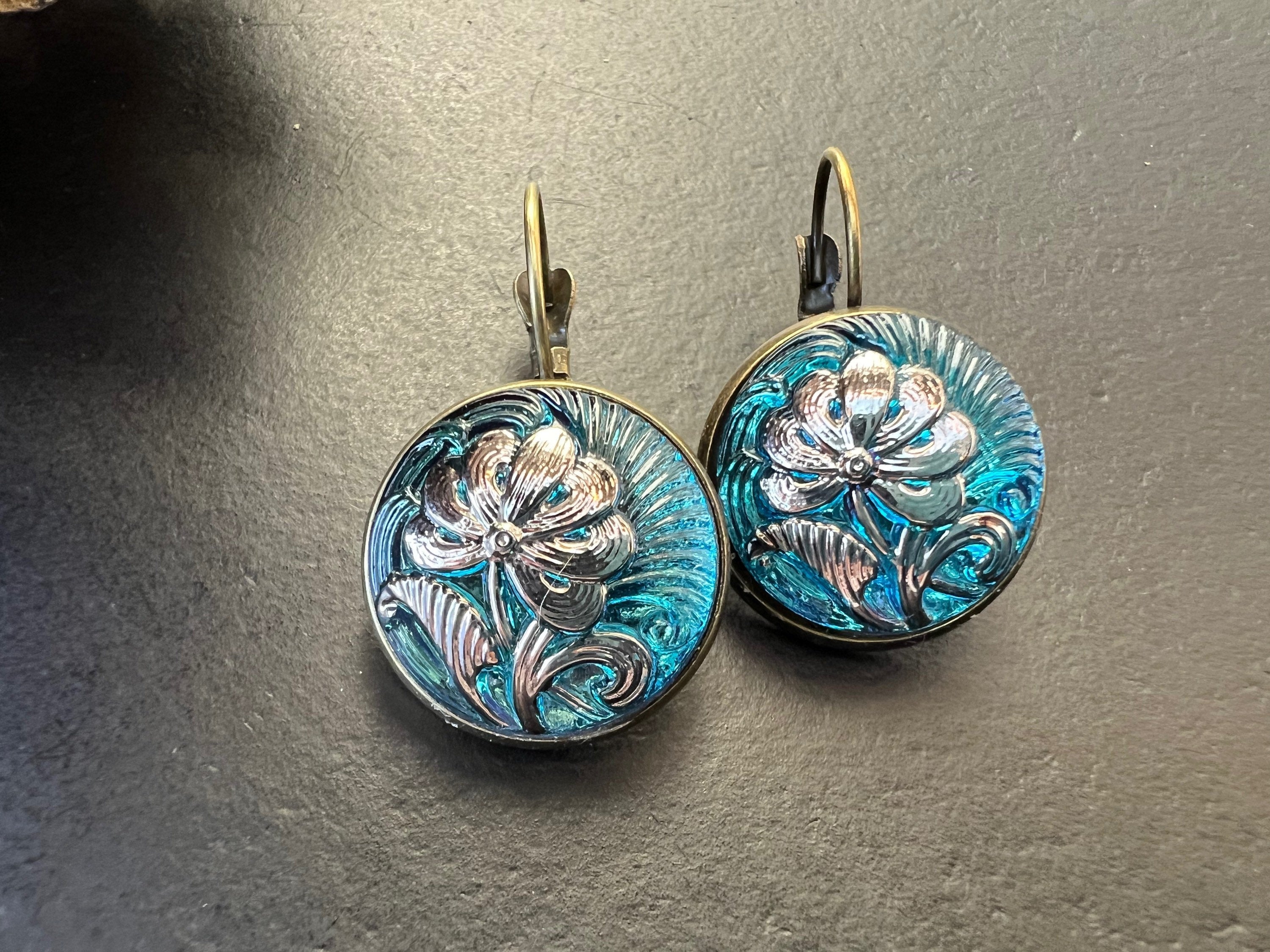 Glass earrings, hippie earrings, antique  Earrings, Boho Earrings, gypsy Earrings, czech glass Drop Earrings, Bohemian Jewelry