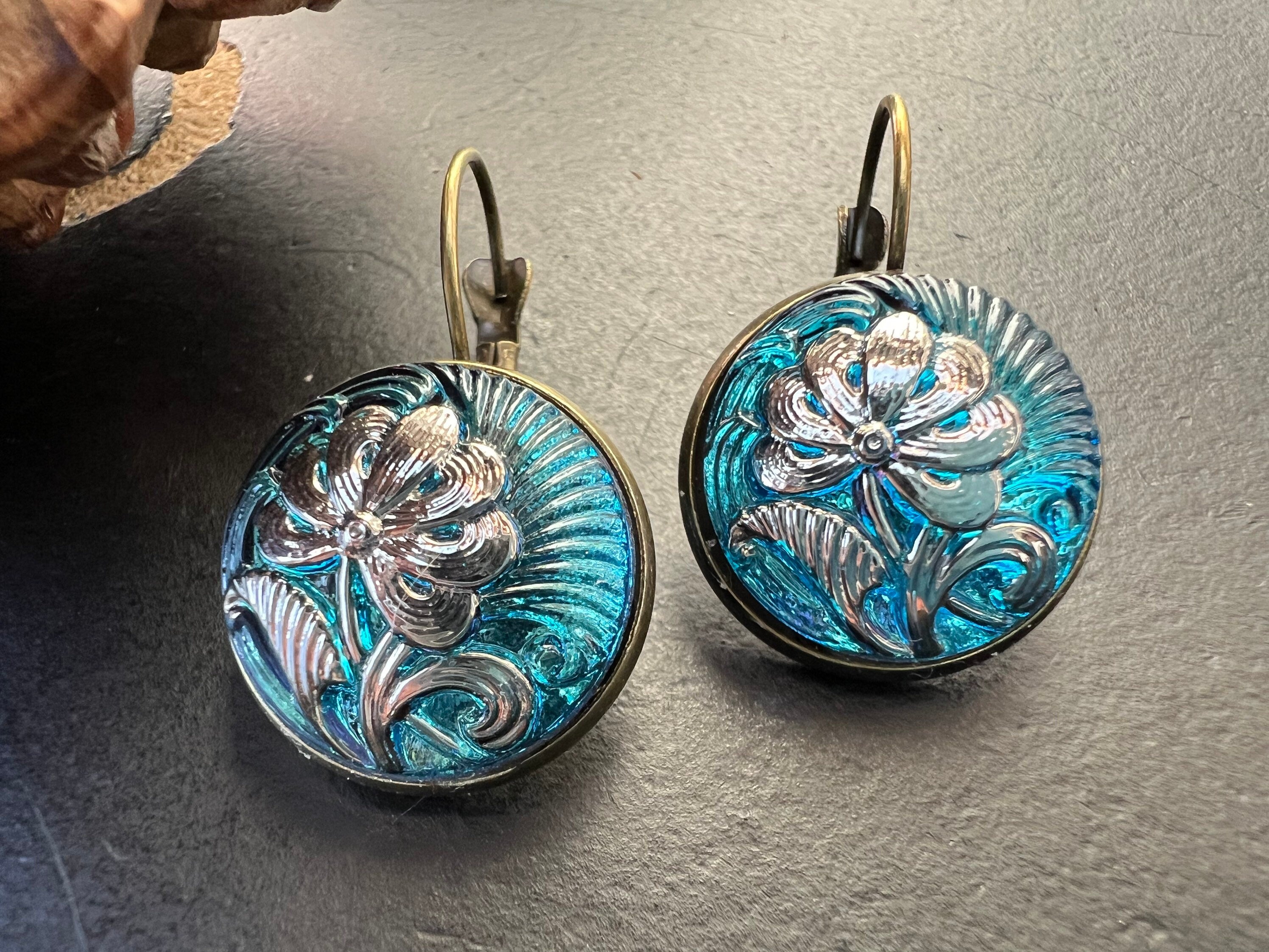 Glass earrings, hippie earrings, antique  Earrings, Boho Earrings, gypsy Earrings, czech glass Drop Earrings, Bohemian Jewelry