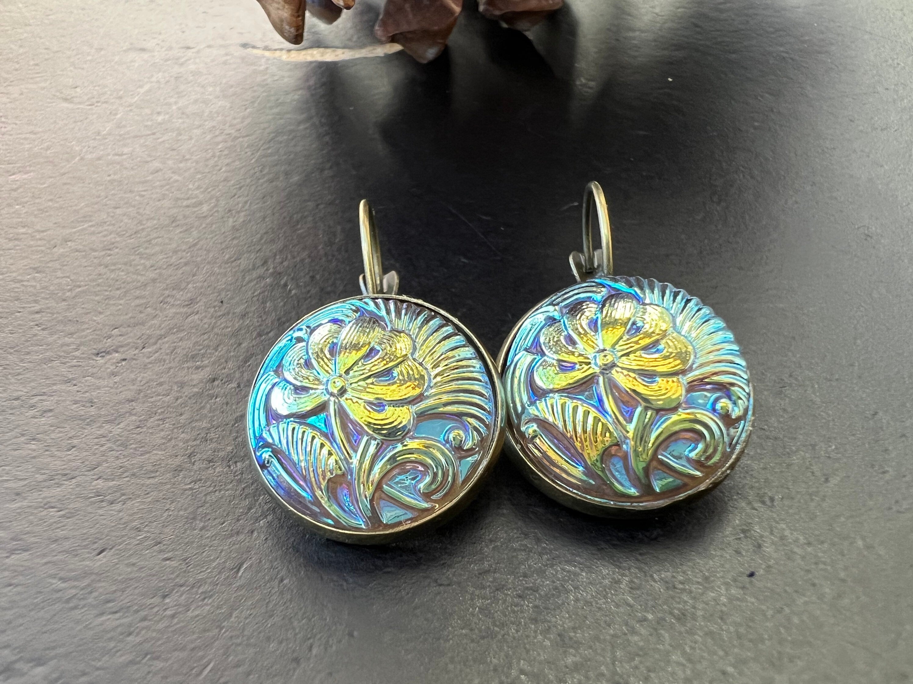 Glass earrings, hippie earrings, antique  Earrings, Boho Earrings, gypsy Earrings, czech glass Drop Earrings, Bohemian Jewelry