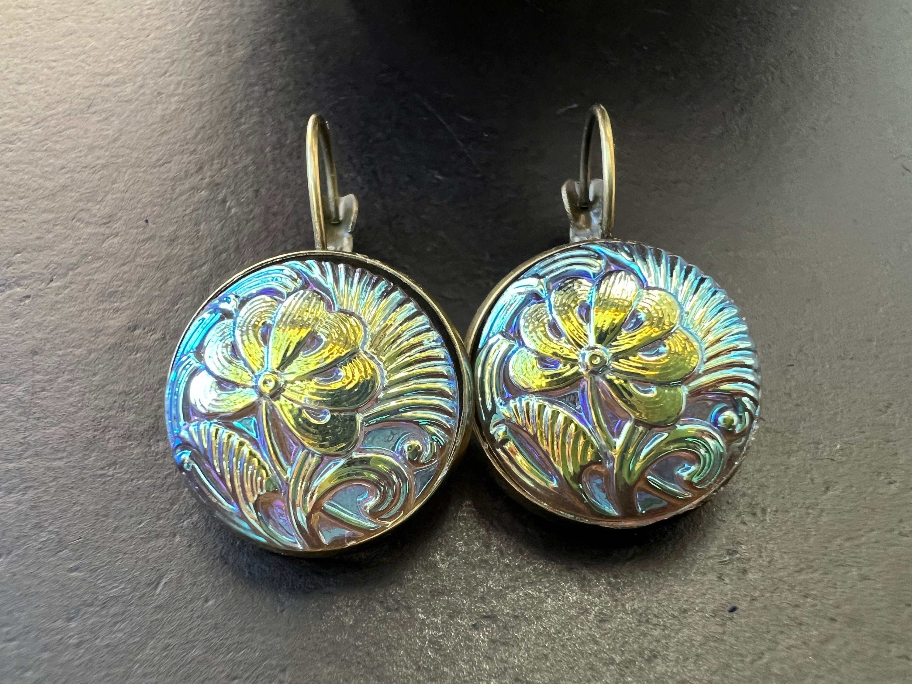 Glass earrings, hippie earrings, antique  Earrings, Boho Earrings, gypsy Earrings, czech glass Drop Earrings, Bohemian Jewelry