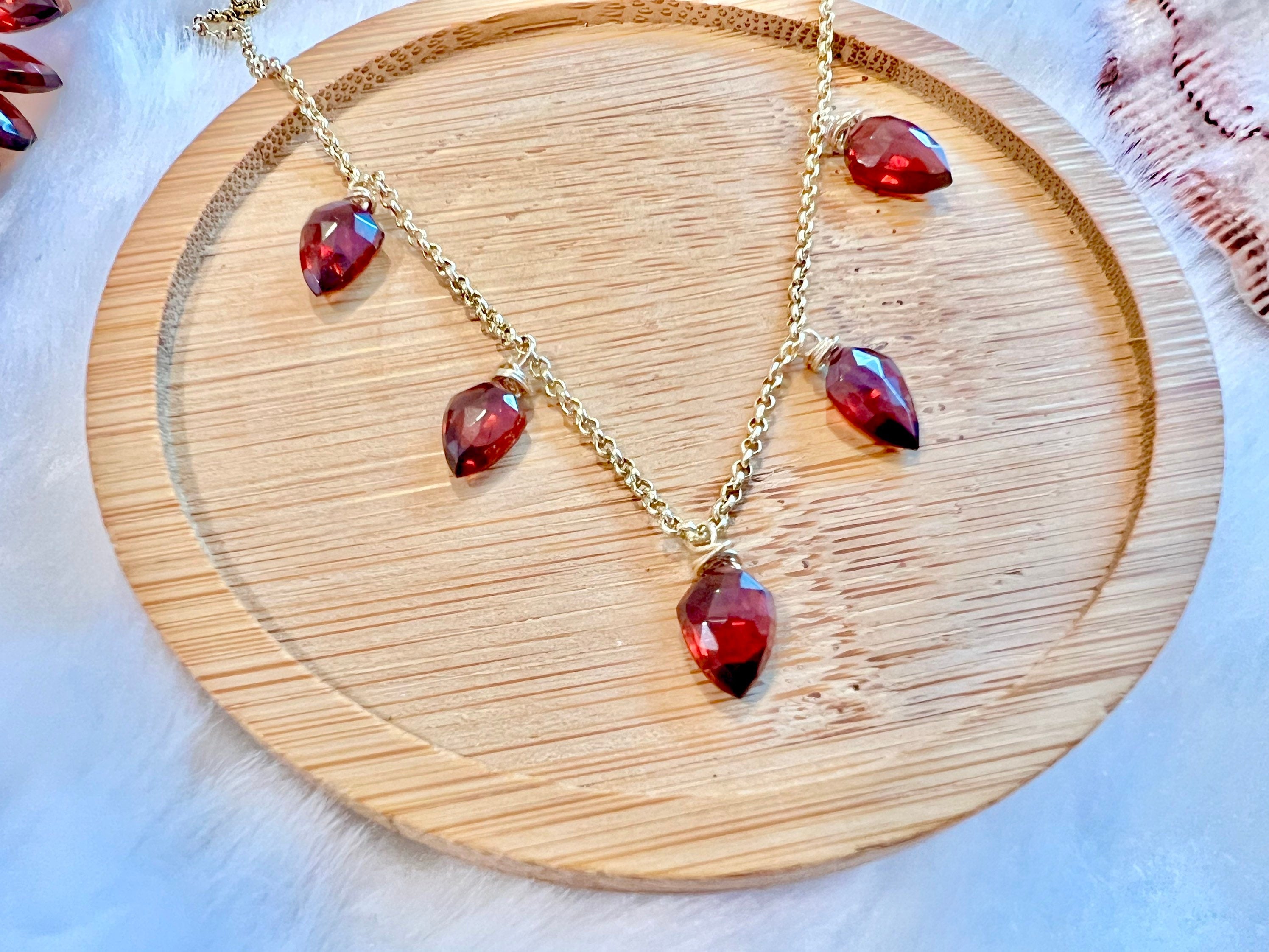 Garnet Necklace, January Birthstone Necklace, Garnet Jewelry, gold Necklaces For Women, Gift For Her