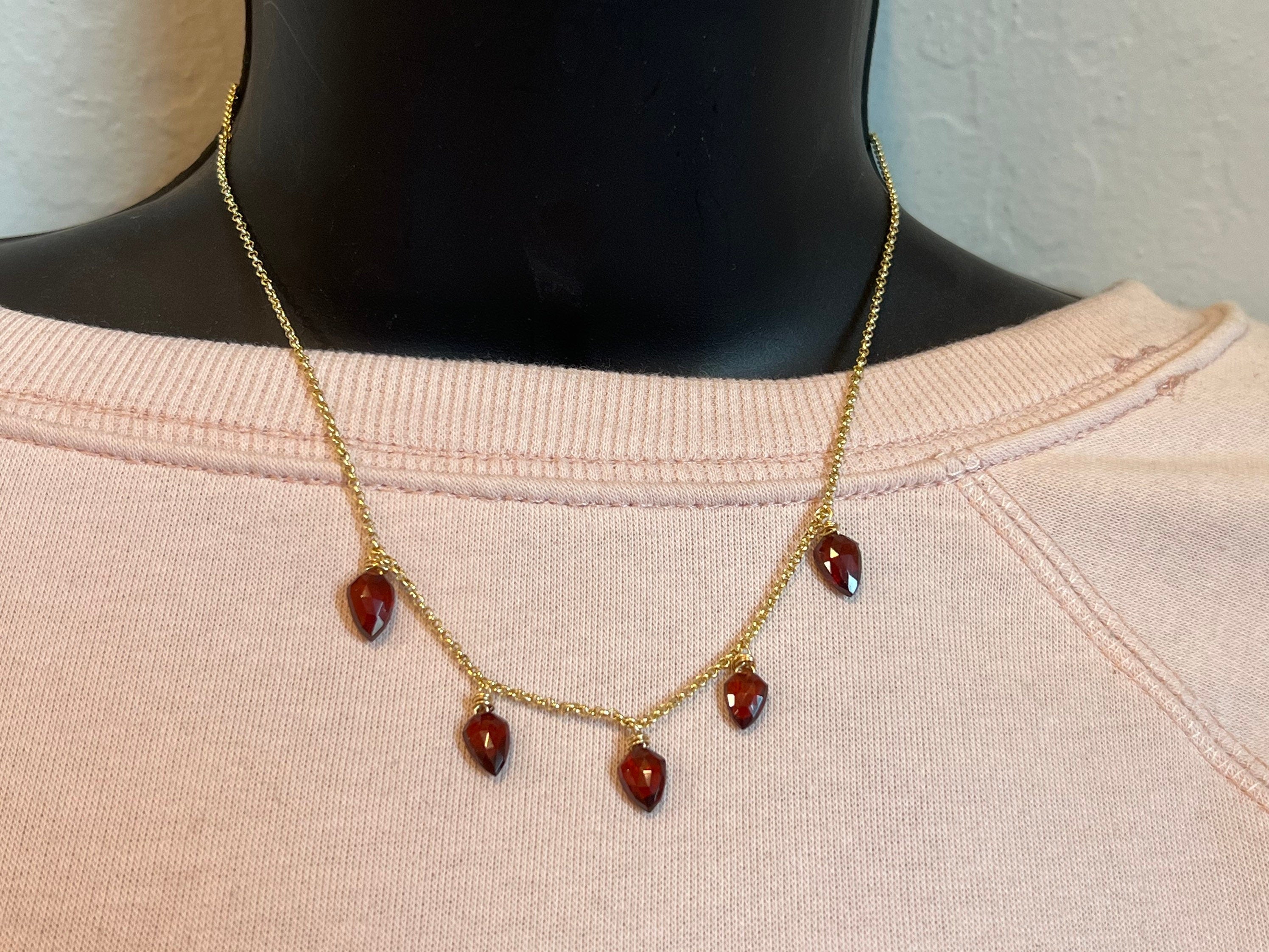 Garnet Necklace, January Birthstone Necklace, Garnet Jewelry, gold Necklaces For Women, Gift For Her