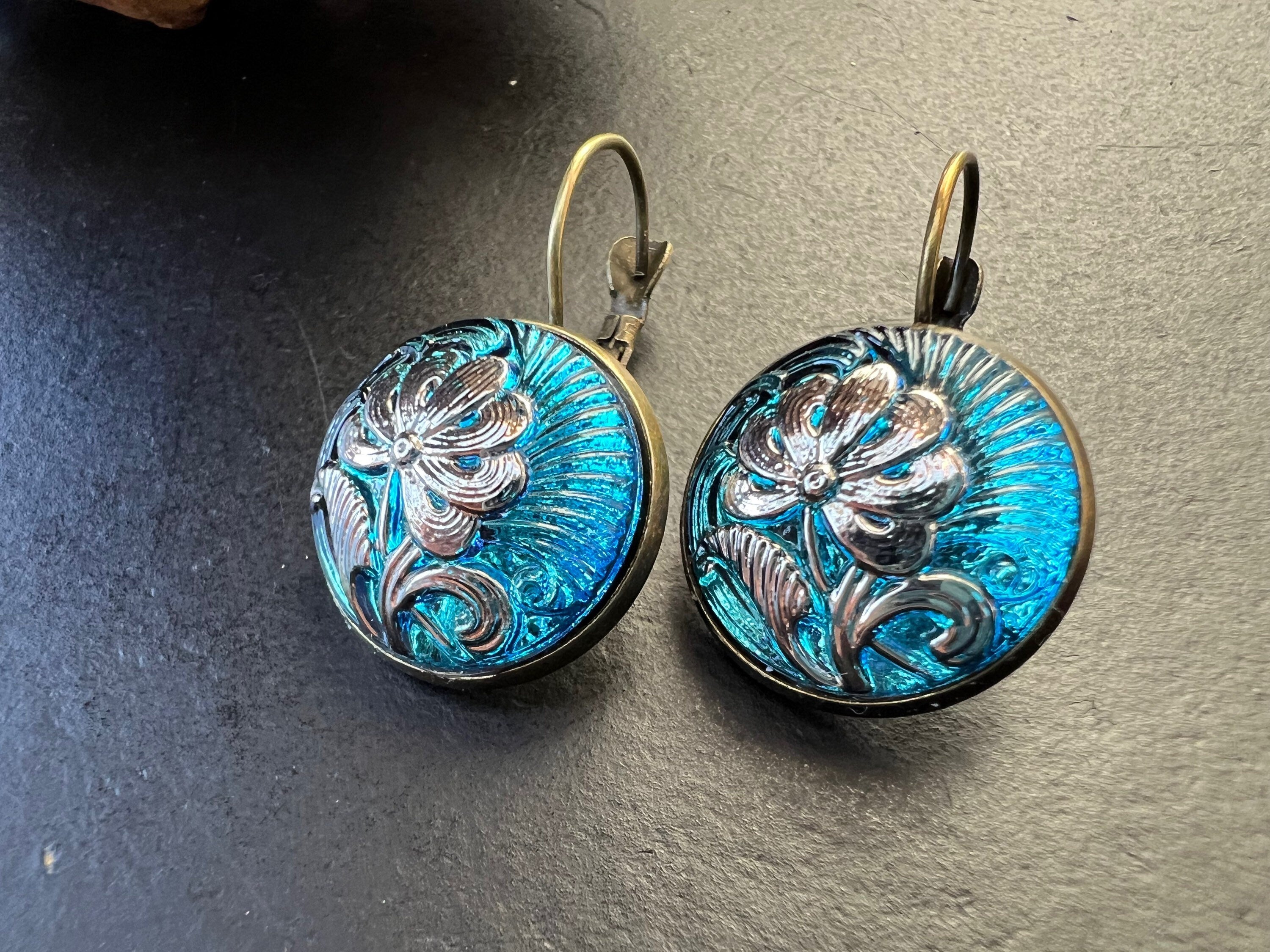 Glass earrings, hippie earrings, antique  Earrings, Boho Earrings, gypsy Earrings, czech glass Drop Earrings, Bohemian Jewelry