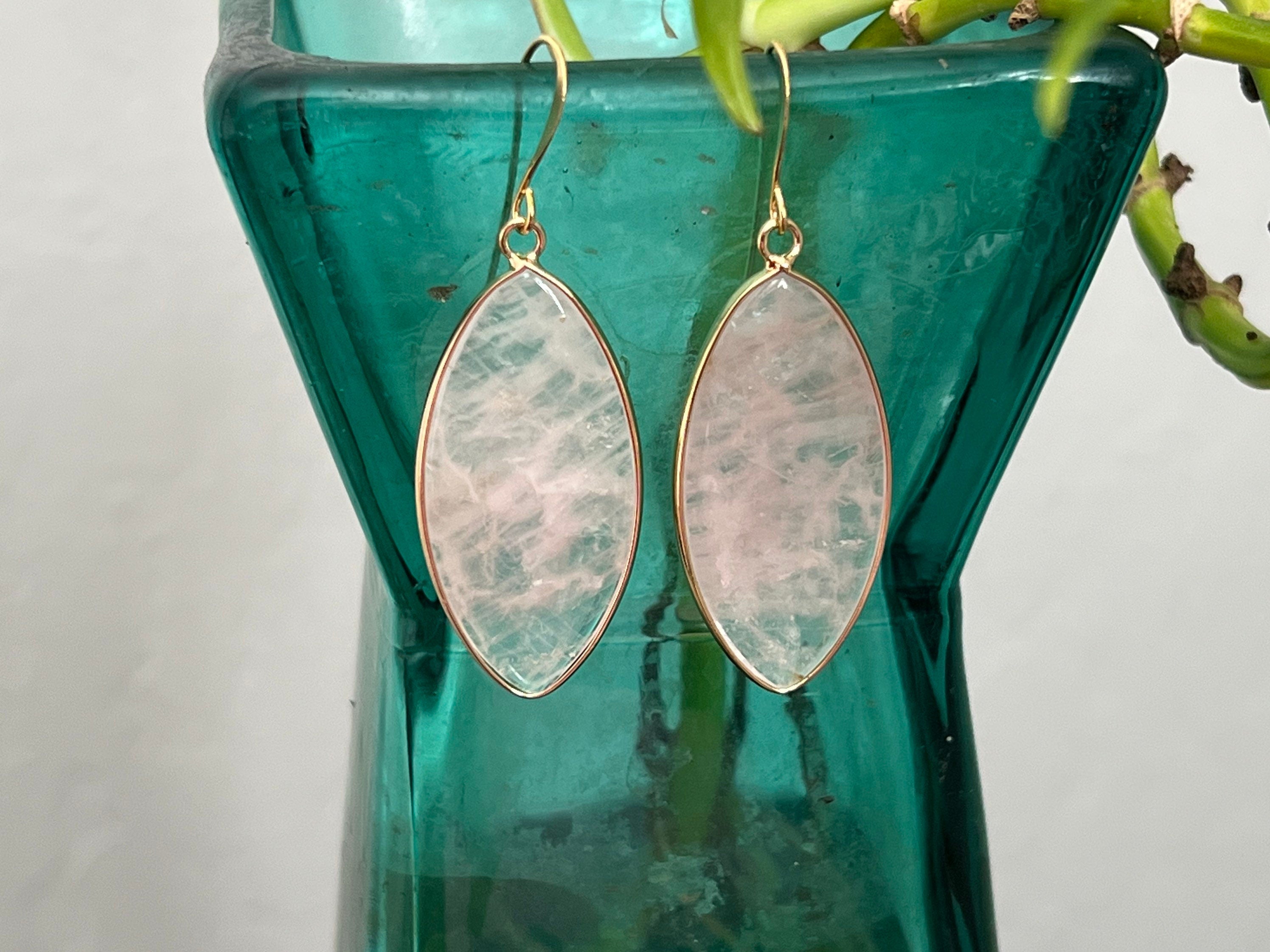 Rose quartz earrings, gold earrings, gemstone earrings, boho earrings, statement earrings, rose quartz, statement