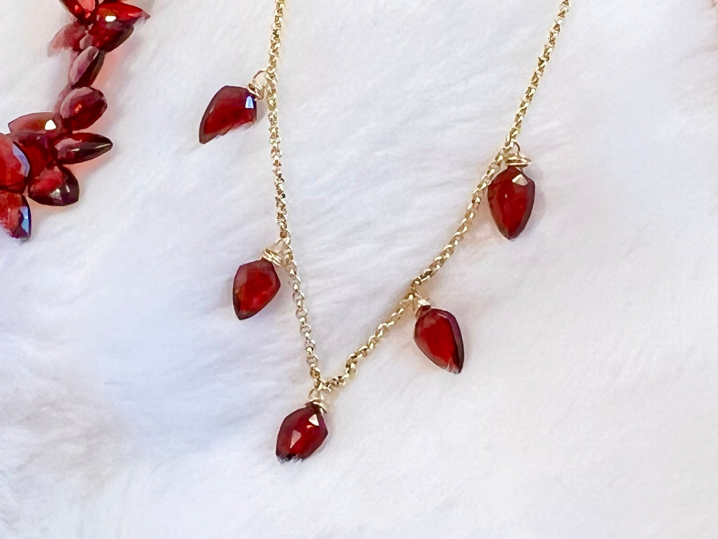 Garnet Necklace, January Birthstone Necklace, Garnet Jewelry, gold Necklaces For Women, Gift For Her