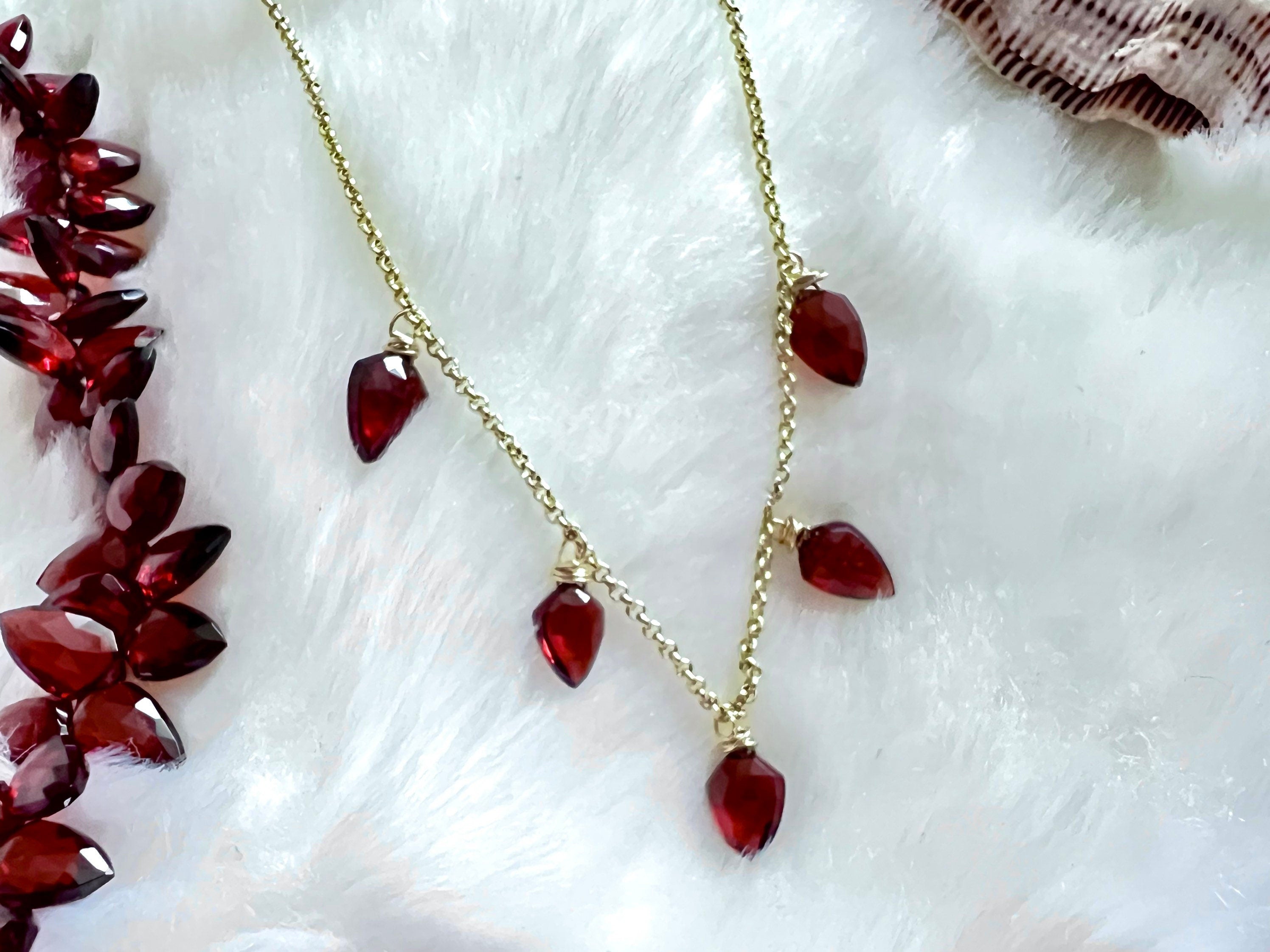 Garnet Necklace, January Birthstone Necklace, Garnet Jewelry, gold Necklaces For Women, Gift For Her