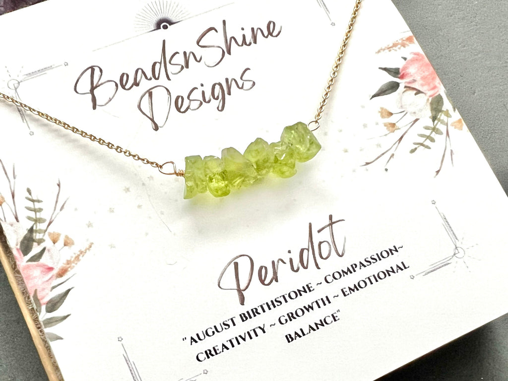 Peridot necklace, raw peridot necklace,  bar necklace, gifts for her, august birthstone , Minimalist