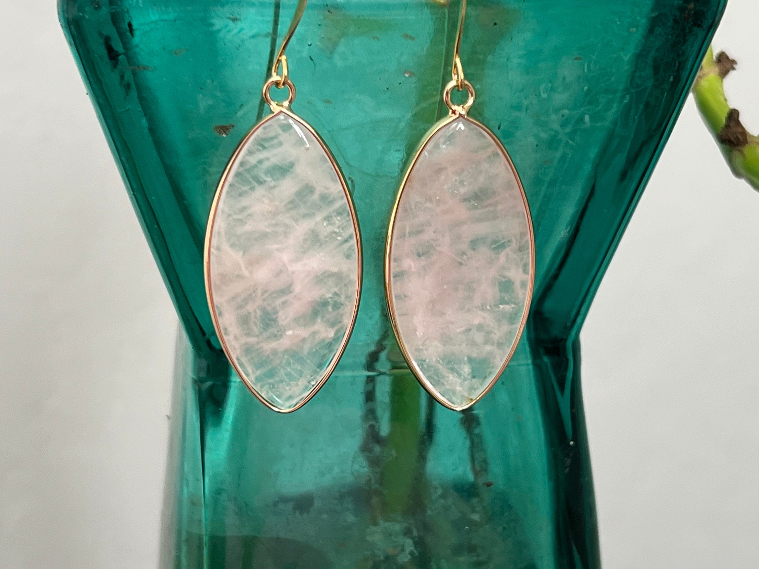 Rose quartz earrings, gold earrings, gemstone earrings, boho earrings, statement earrings, rose quartz, statement