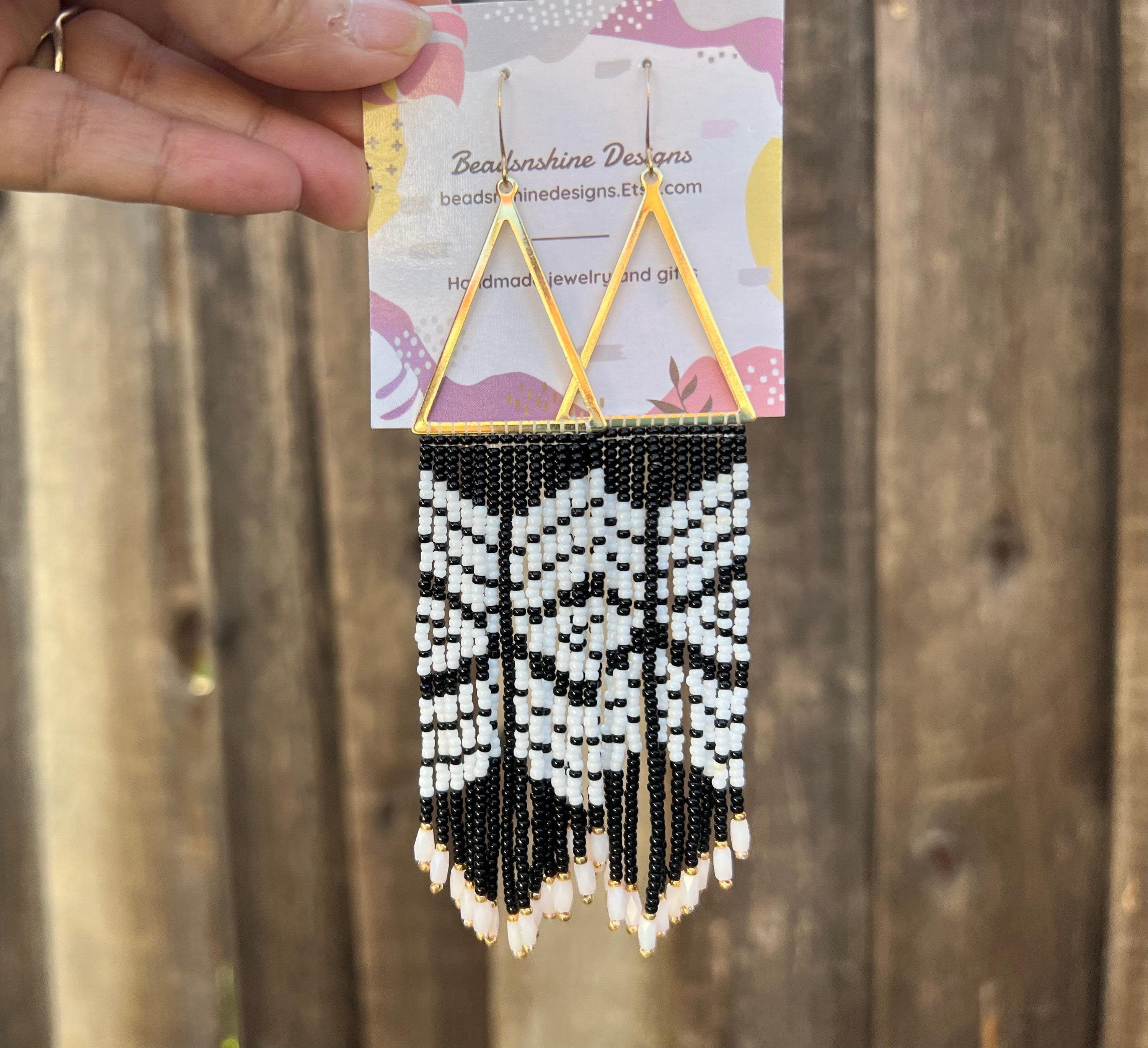 Statement earrings, medium length beaded earrings, boho earrings, seed bead earrings, gift for women