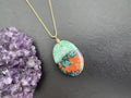 Sonora sunrise jasper pendant , gifts for her, layering necklace, 14k gold plated chain, natural stone pendant