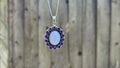 Blue lace agate pendant, Lilac color pendant , gifts for her, 925 sterling silver, amethyst details,layering necklace, natural stone pendant