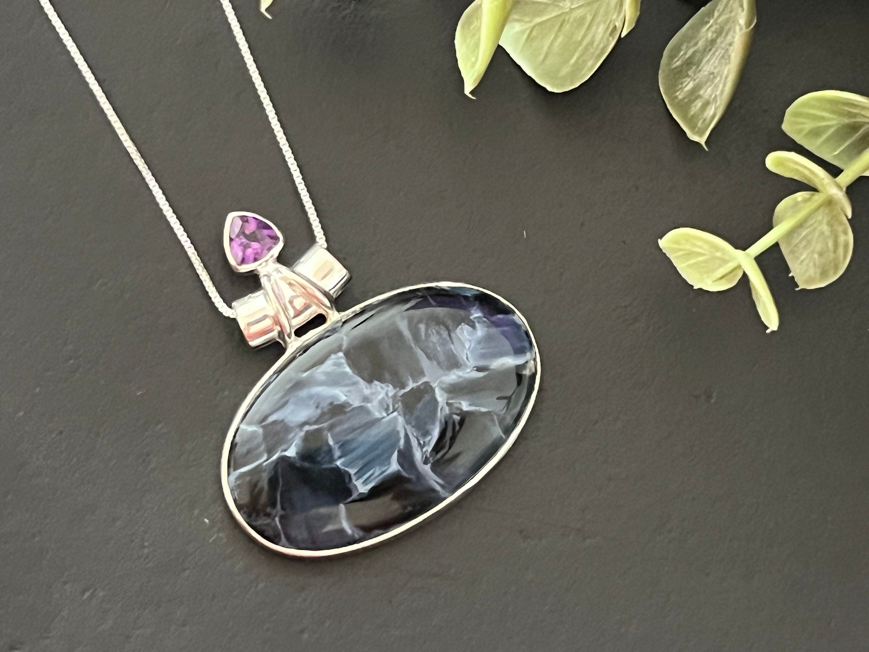 Pietersite pendant , gifts for her, layering necklace, 925 sterling silver, natural stone pendant