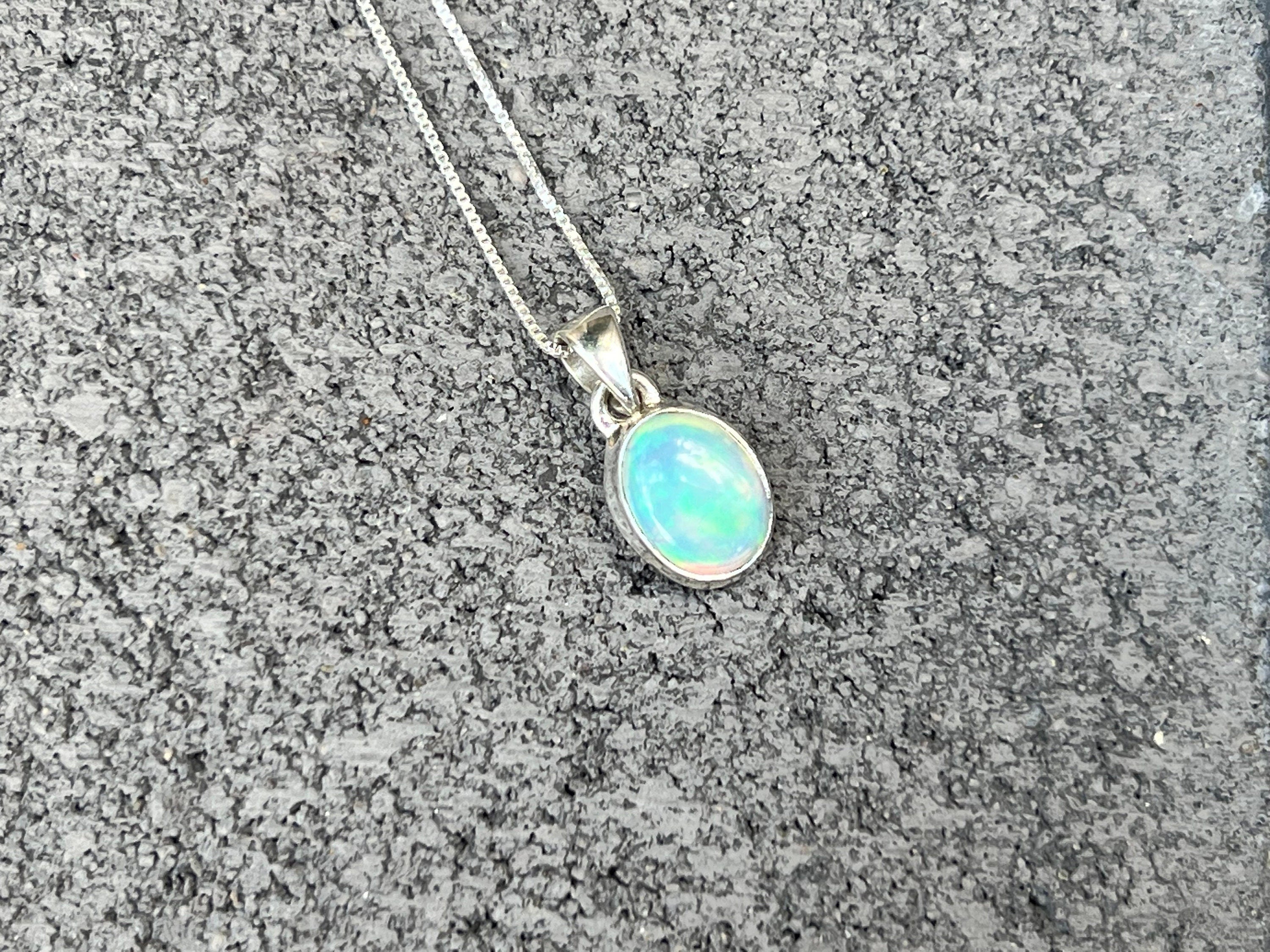 Ethiopian Opal pendant, 925 sterling silver,Natural Opal,Women Necklace,Women jewelry,October Birthday,Birthday Gift idea,Flashy,Authentic