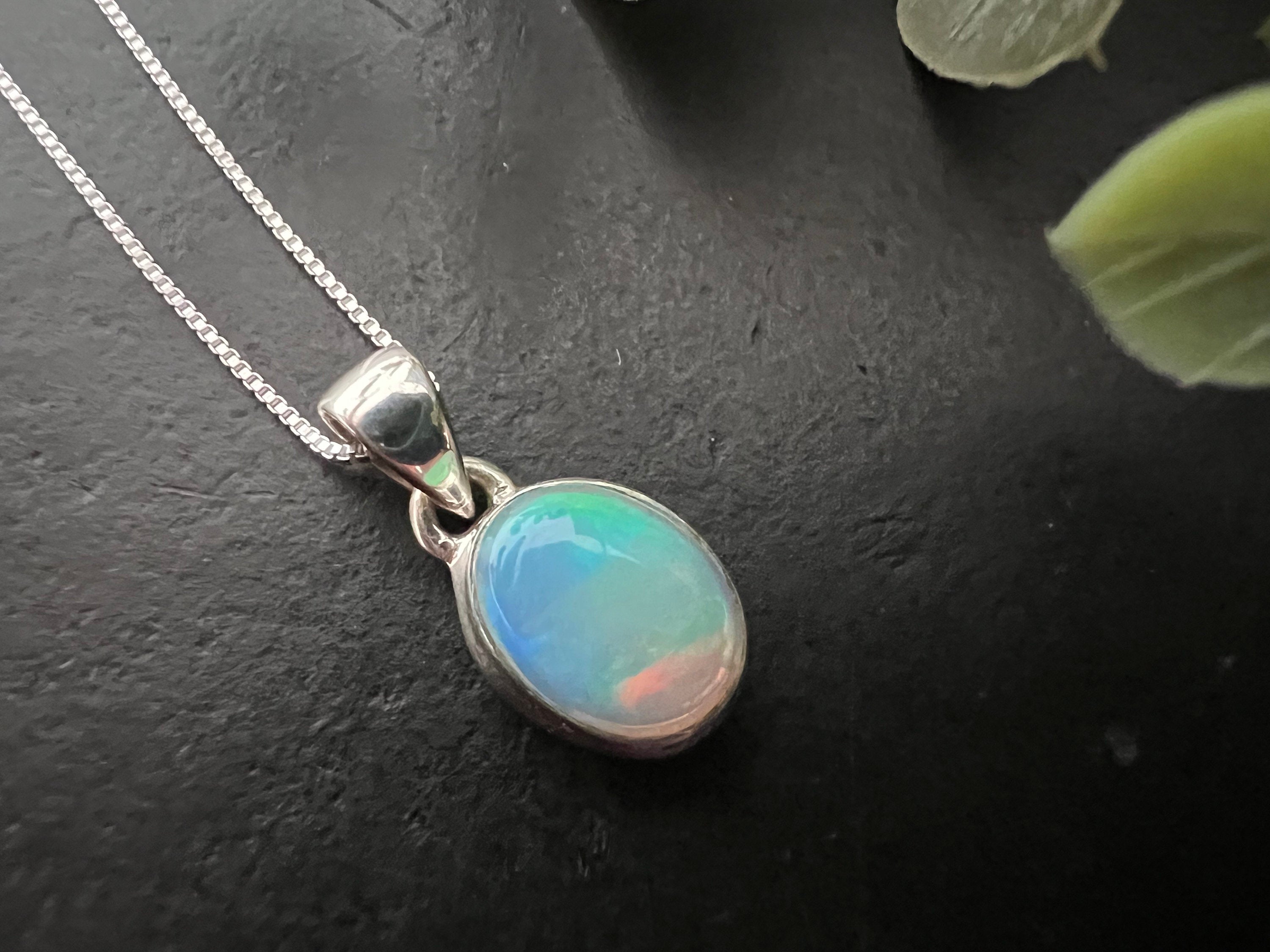 Ethiopian Opal pendant, 925 sterling silver,Natural Opal,Women Necklace,Women jewelry,October Birthday,Birthday Gift idea,Flashy,Authentic