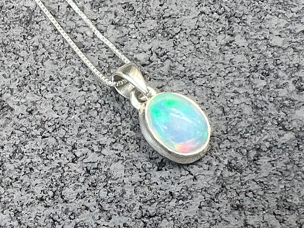 Ethiopian Opal pendant, 925 sterling silver,Natural Opal,Women Necklace,Women jewelry,October Birthday,Birthday Gift idea,Flashy,Authentic