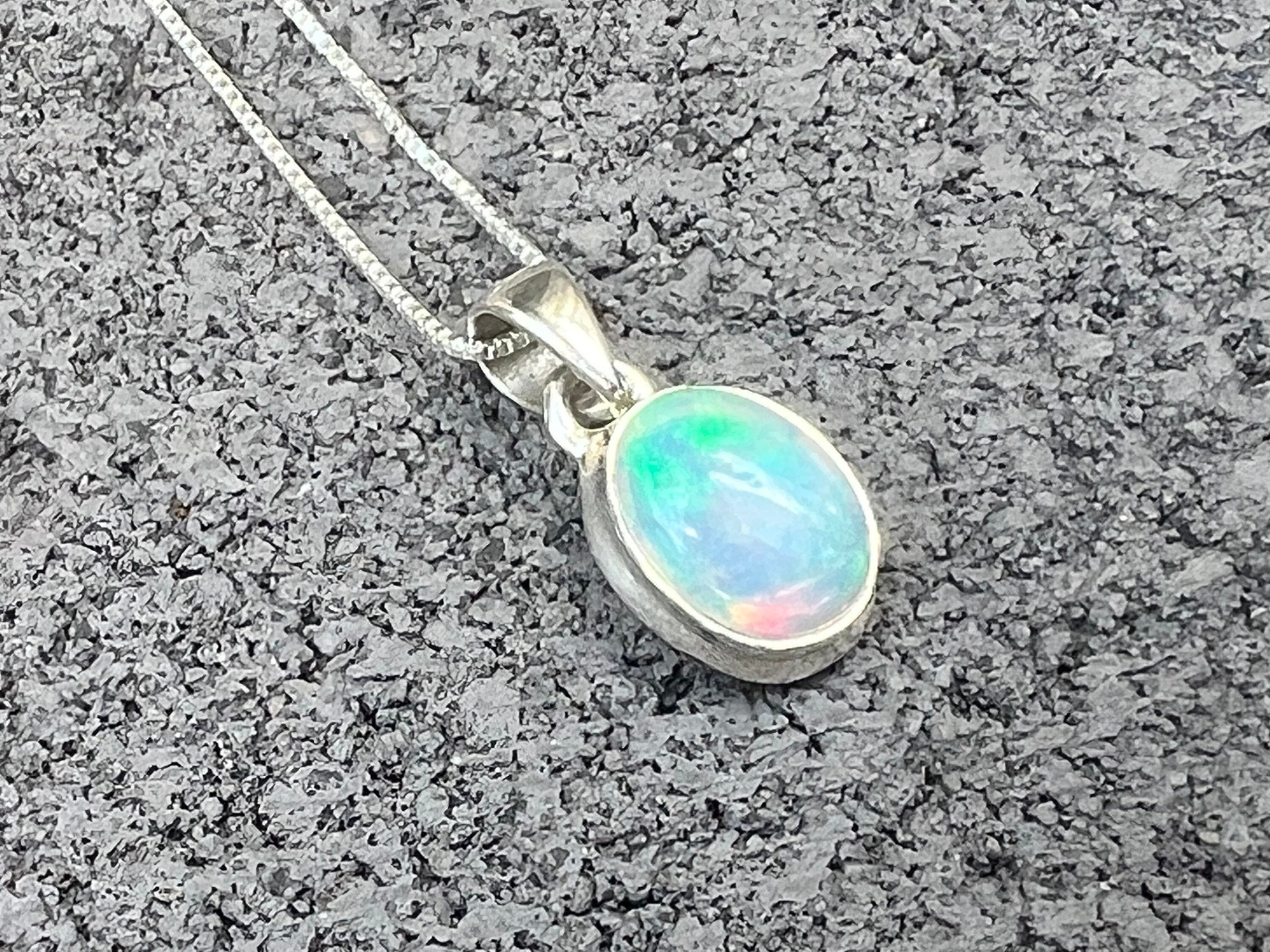 Ethiopian Opal pendant, 925 sterling silver,Natural Opal,Women Necklace,Women jewelry,October Birthday,Birthday Gift idea,Flashy,Authentic