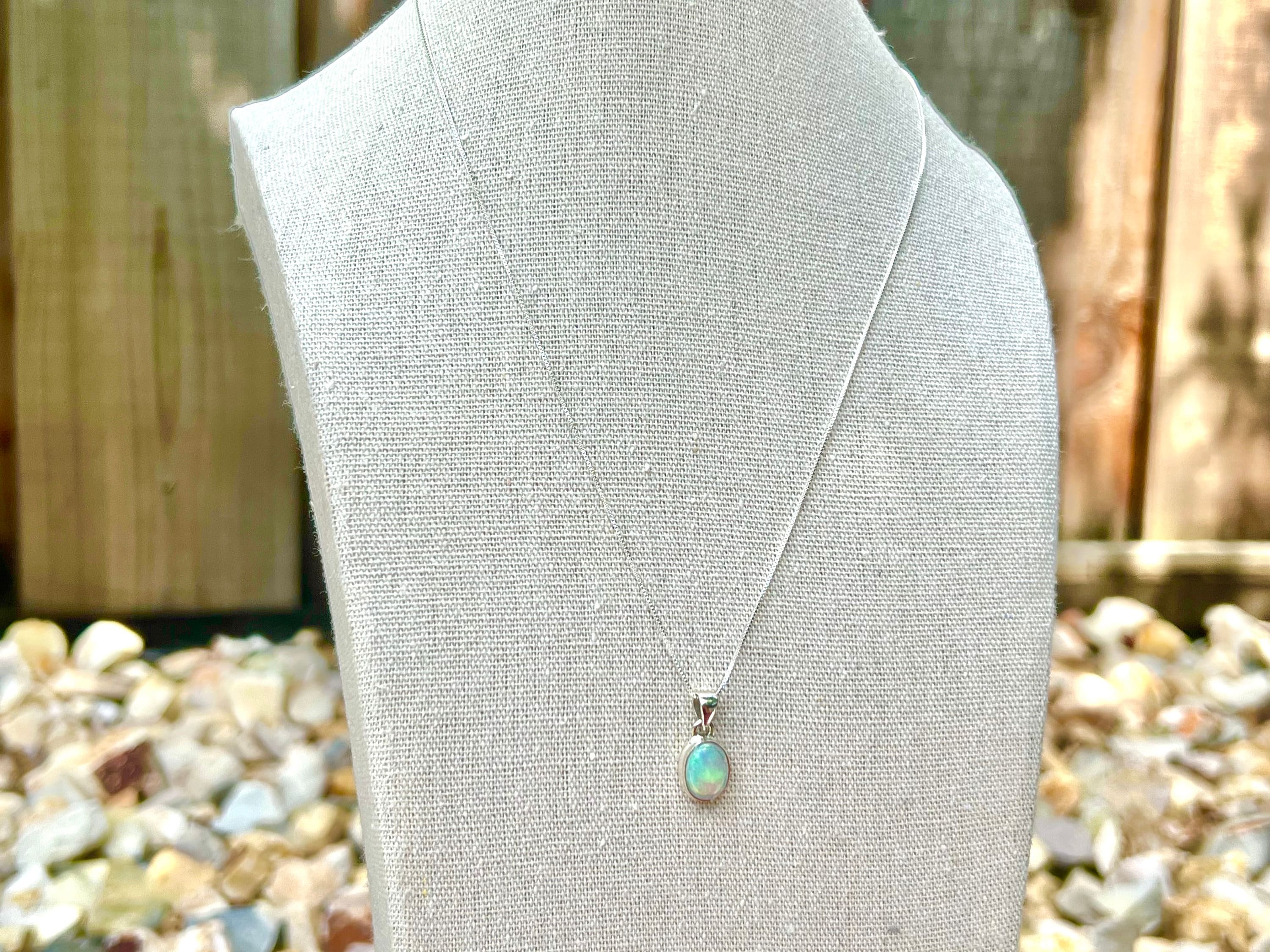Ethiopian Opal pendant, 925 sterling silver,Natural Opal,Women Necklace,Women jewelry,October Birthday,Birthday Gift idea,Flashy,Authentic