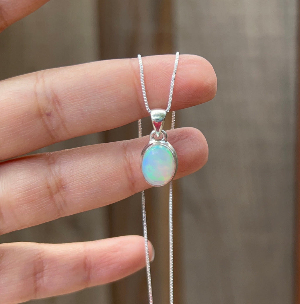 Ethiopian Opal pendant, 925 sterling silver,Natural Opal,Women Necklace,Women jewelry,October Birthday,Birthday Gift idea,Flashy,Authentic