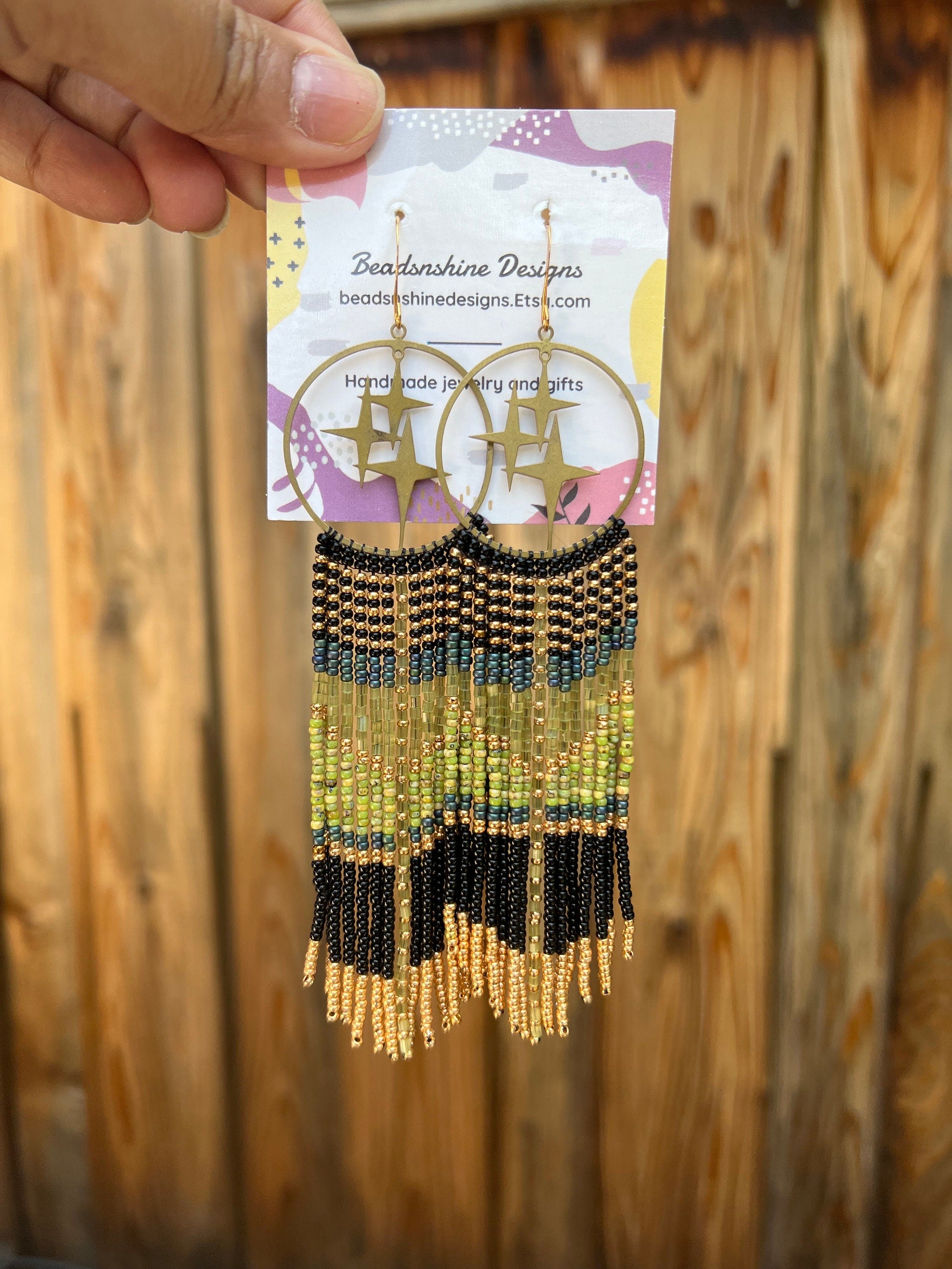 Beaded earrings, fringe earrings, long earrings, seed bead earrings, statement earrings