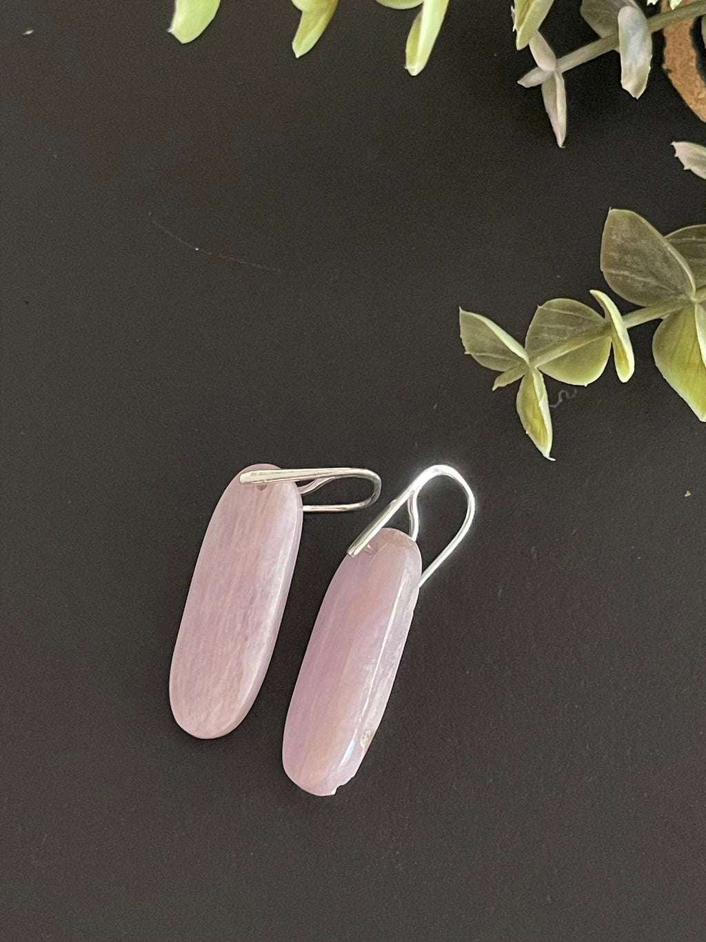 Statement earrings, Kunzite earrings, natural stone earrings, 925 sterling silver ear hooks, gifts for her