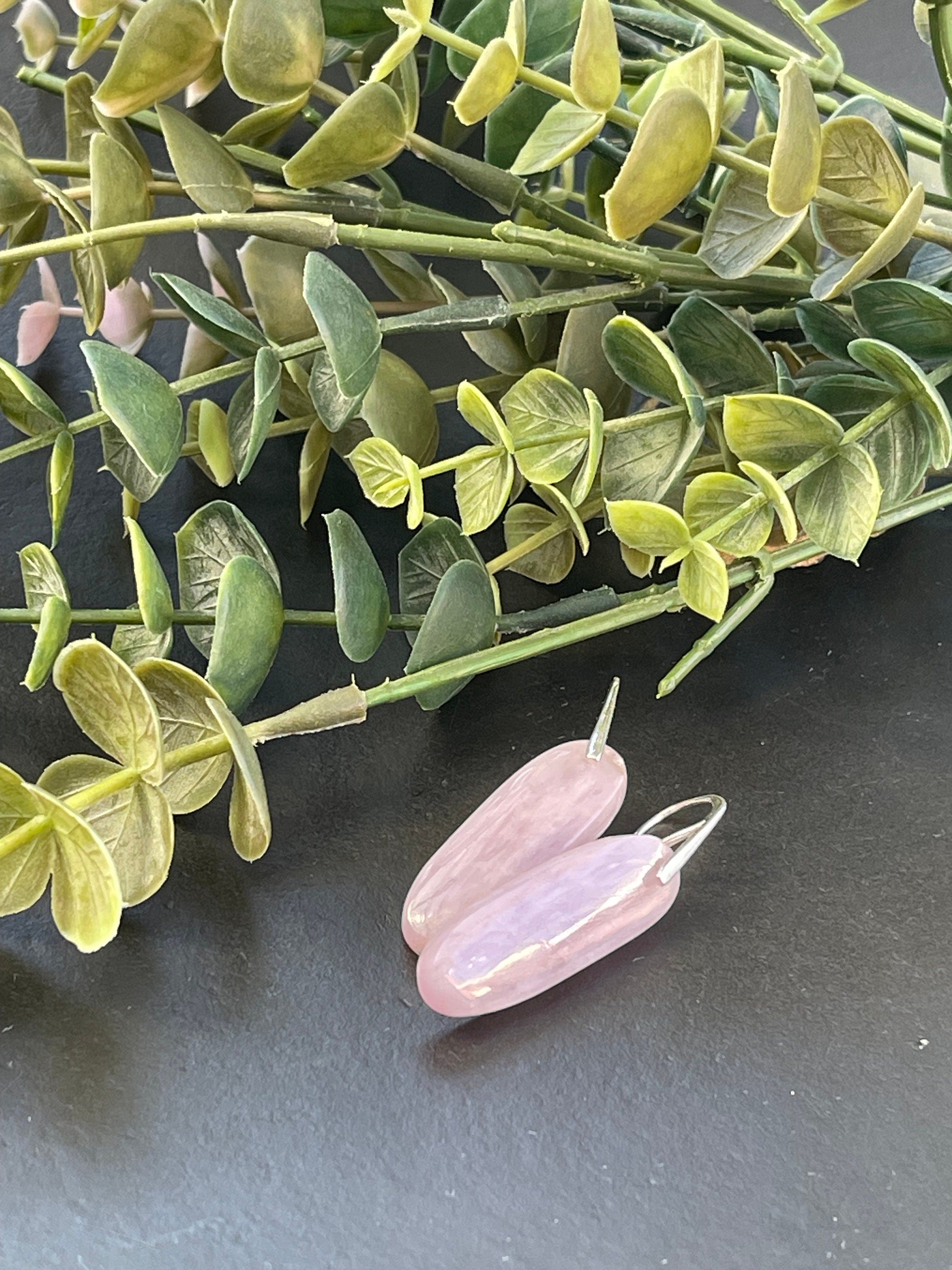 Statement earrings, Kunzite earrings, natural stone earrings, 925 sterling silver ear hooks, gifts for her