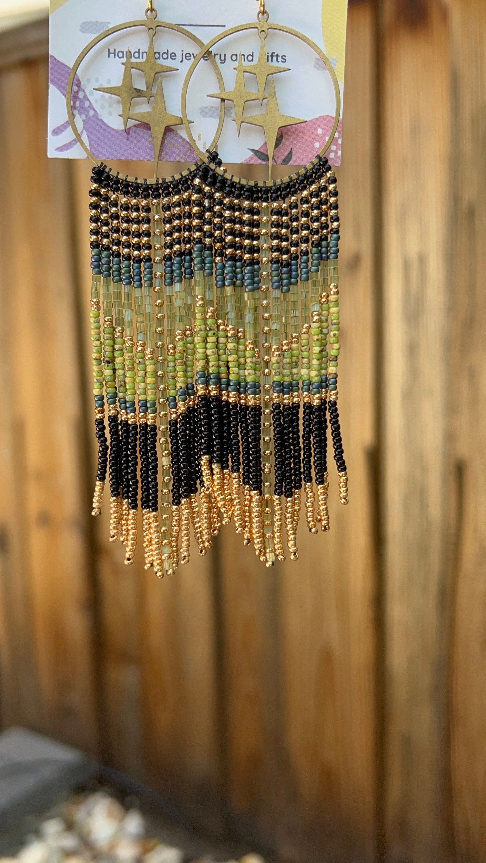 Beaded earrings, fringe earrings, long earrings, seed bead earrings, statement earrings