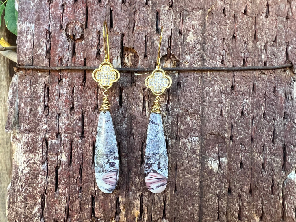 PORCELAIN JASPER earrings, Jasper earrings, long earrings, Gifts for her, natural stone Earrings